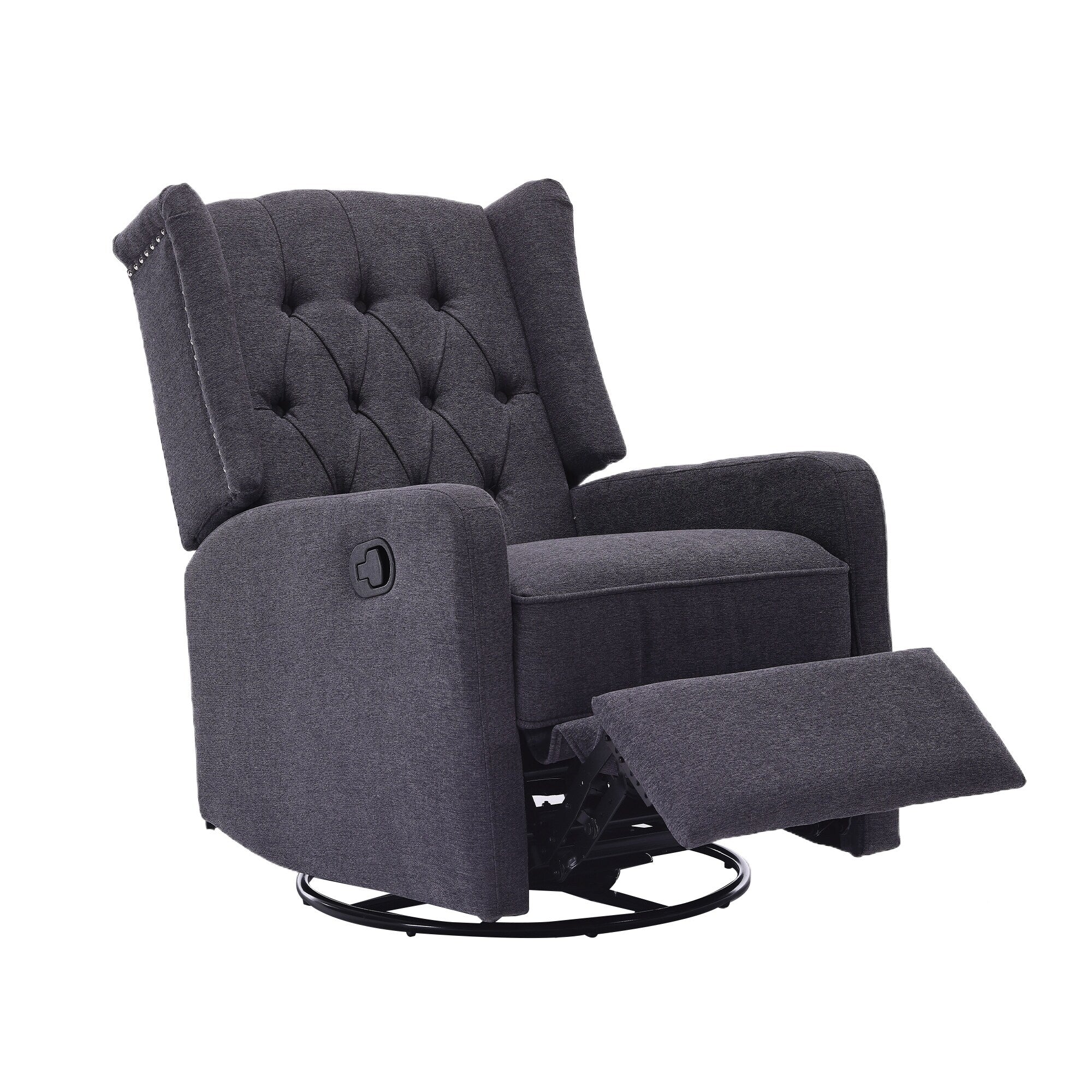 Swivel Recliner Lounge Chair with Footrest, Glider Motion & Ergonomic Design