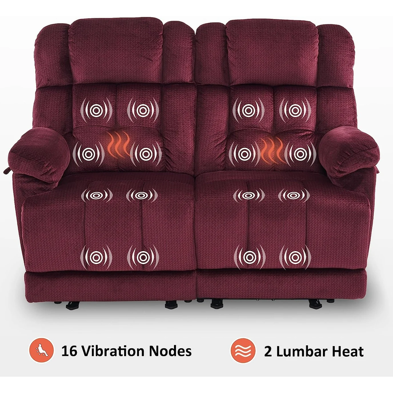 MCombo Electric Power Reclining Loveseat Sofa with Heat and Massage, Fabric 6237