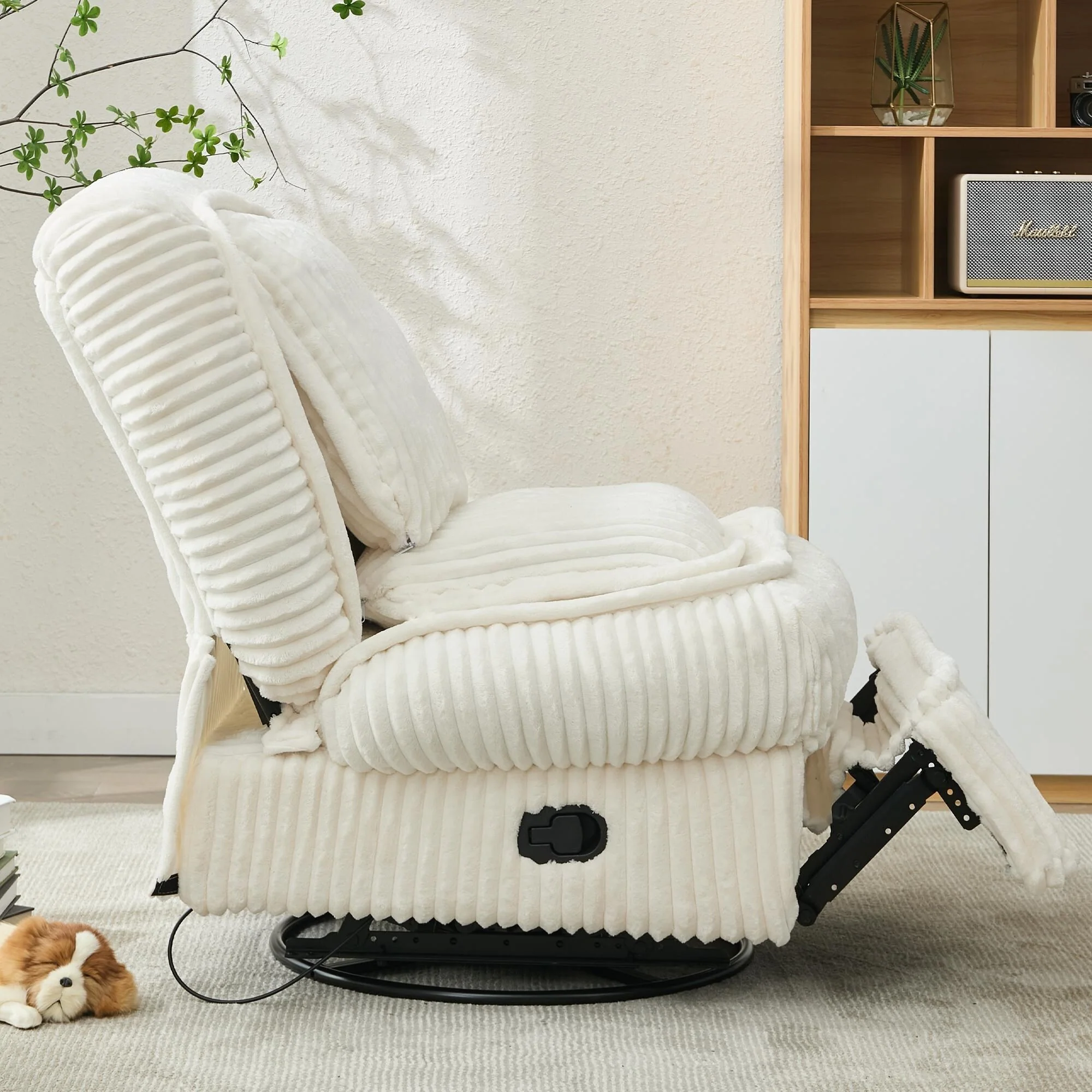 360�� Swivel Rocking Single Sofa,Recliner Sofa, Manual Glider Rocking Armless Chair,Living Room Office