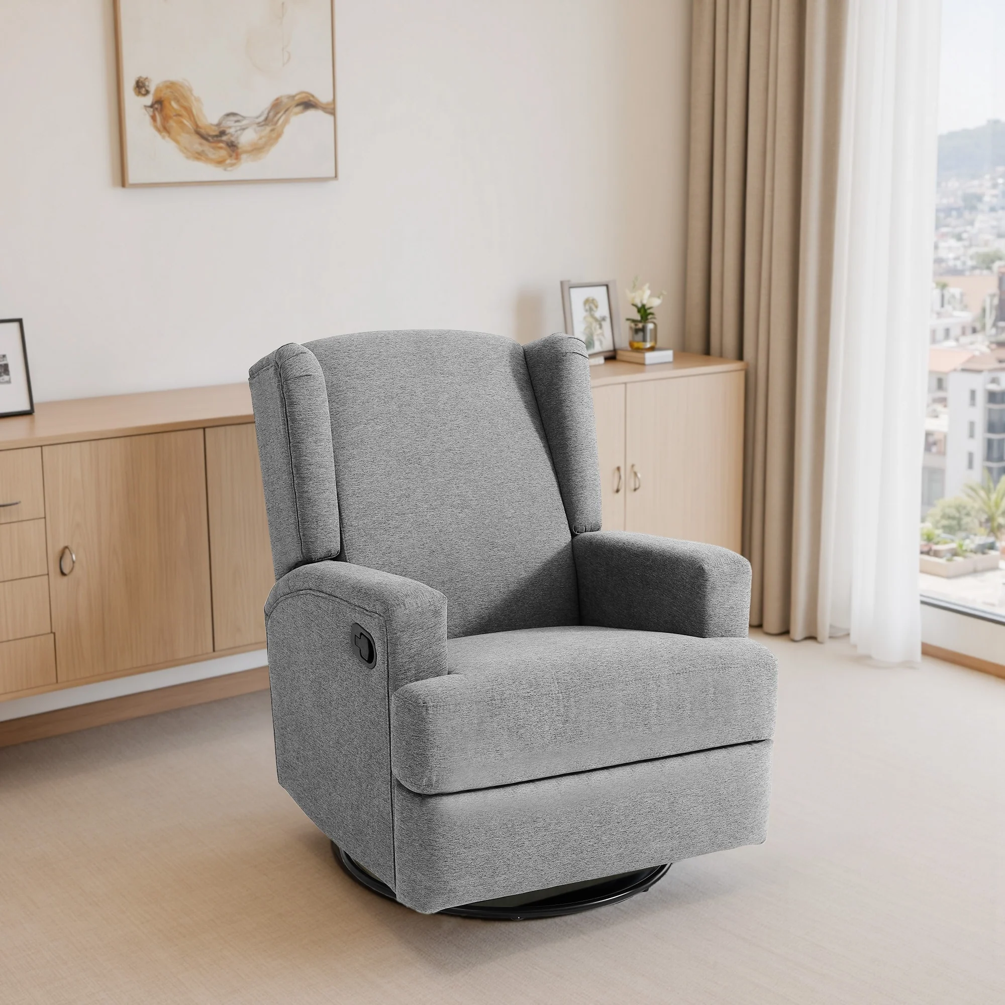 Swivel Wingback Glider Rocker Nursery Recliner Chair