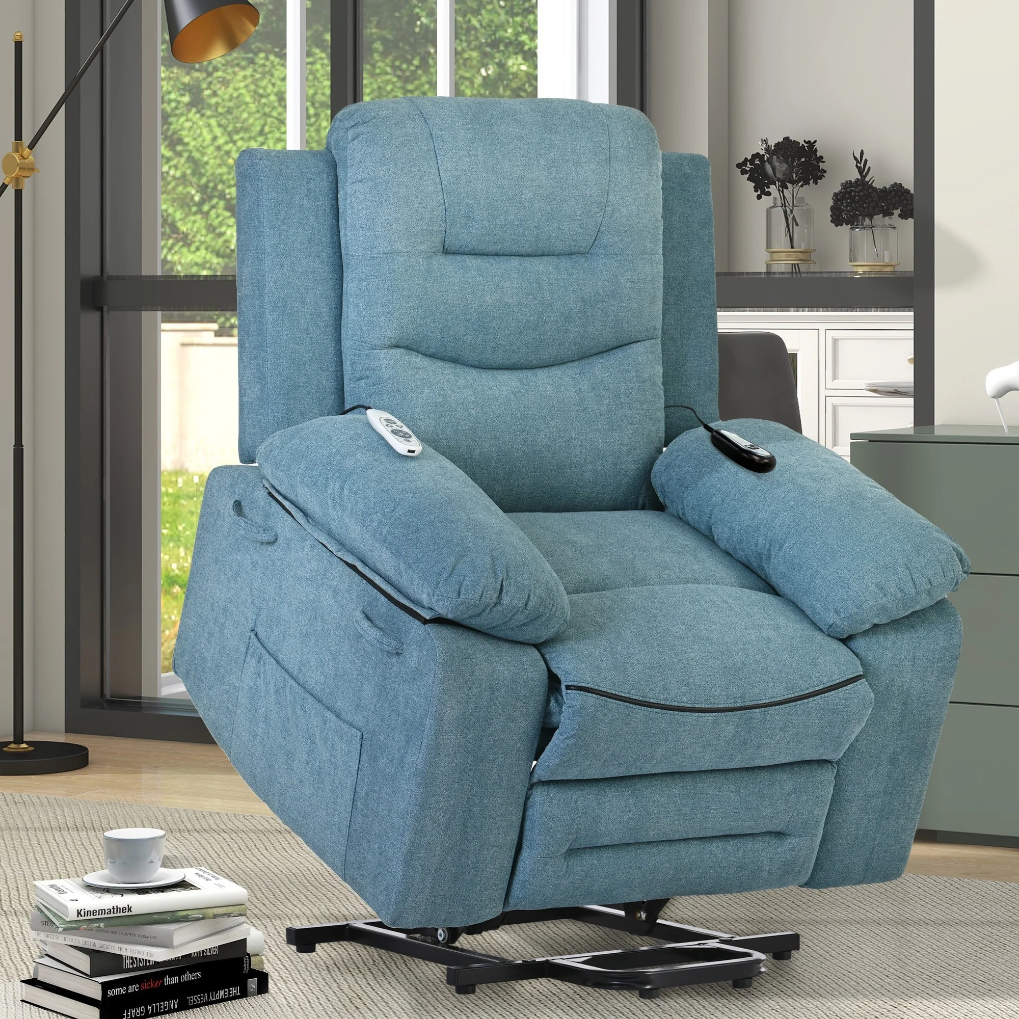 Power Lift Recliner Chair for Elderly, Adjustable Massage & Heating Functions, Infinite Recline, Side Pocket