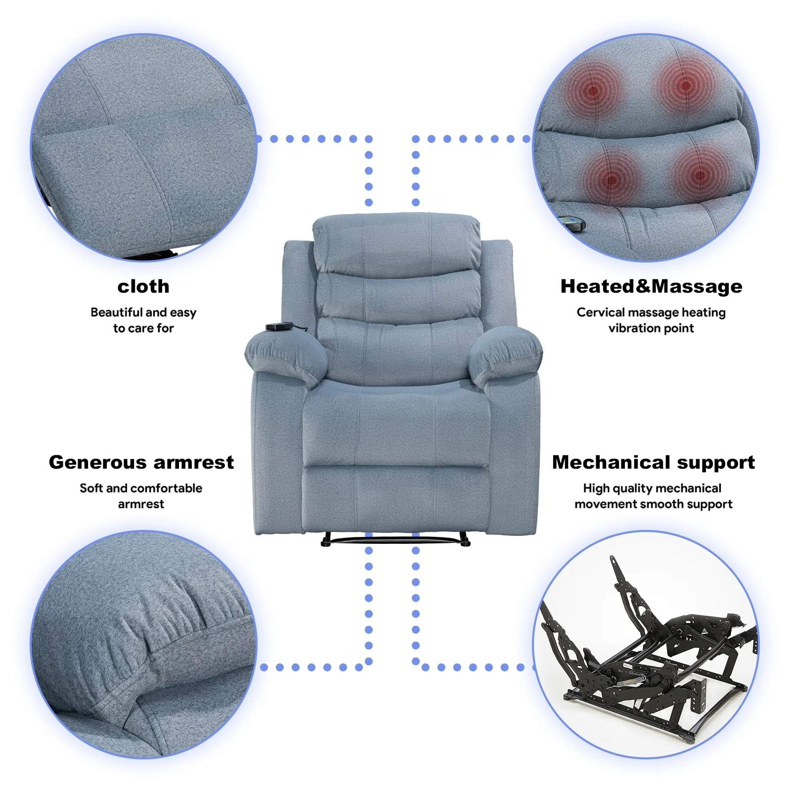 Super Soft Manual Heated and Massage Recliner Chair