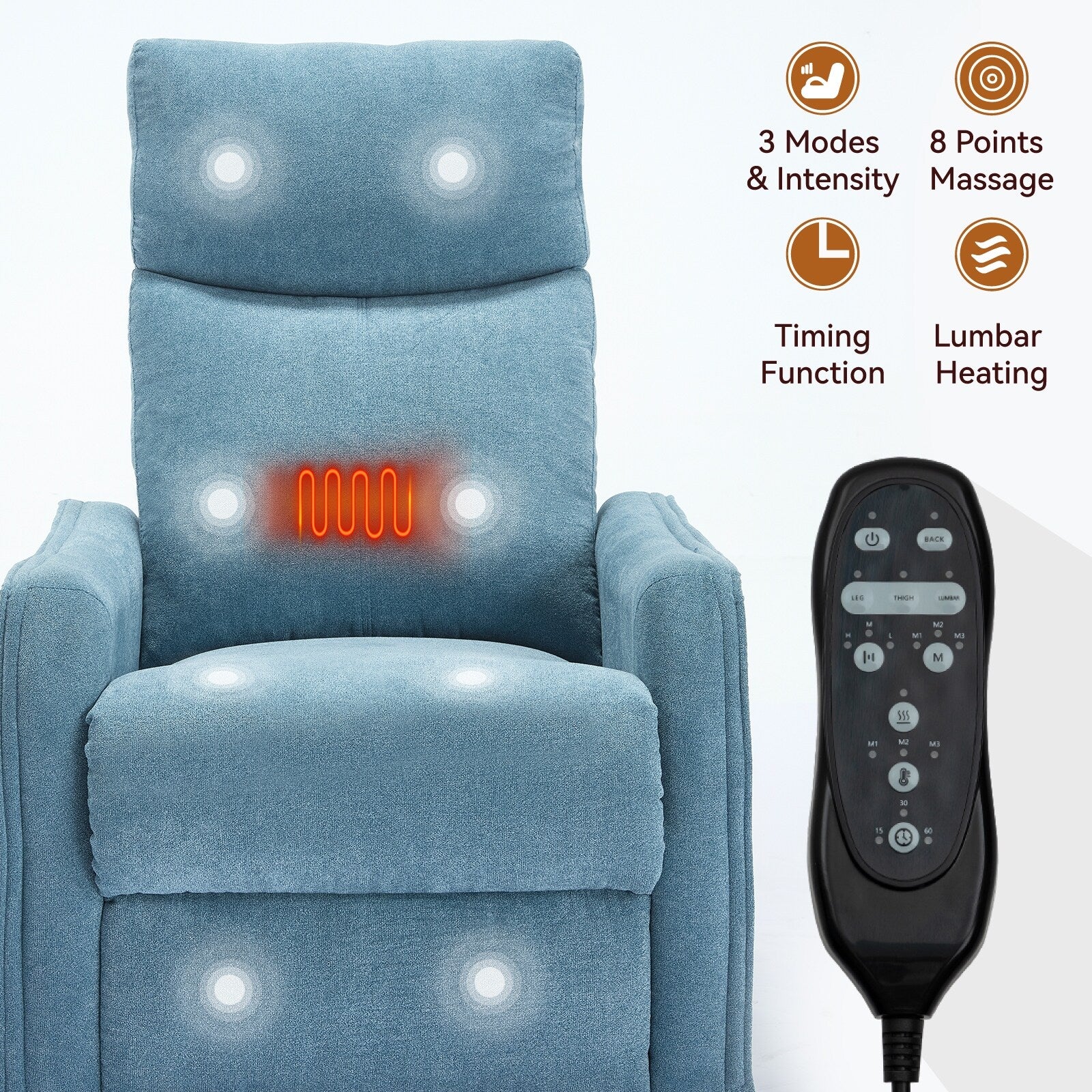 Heat Massage Manual Recliner Chair with Rocker and Swivel
