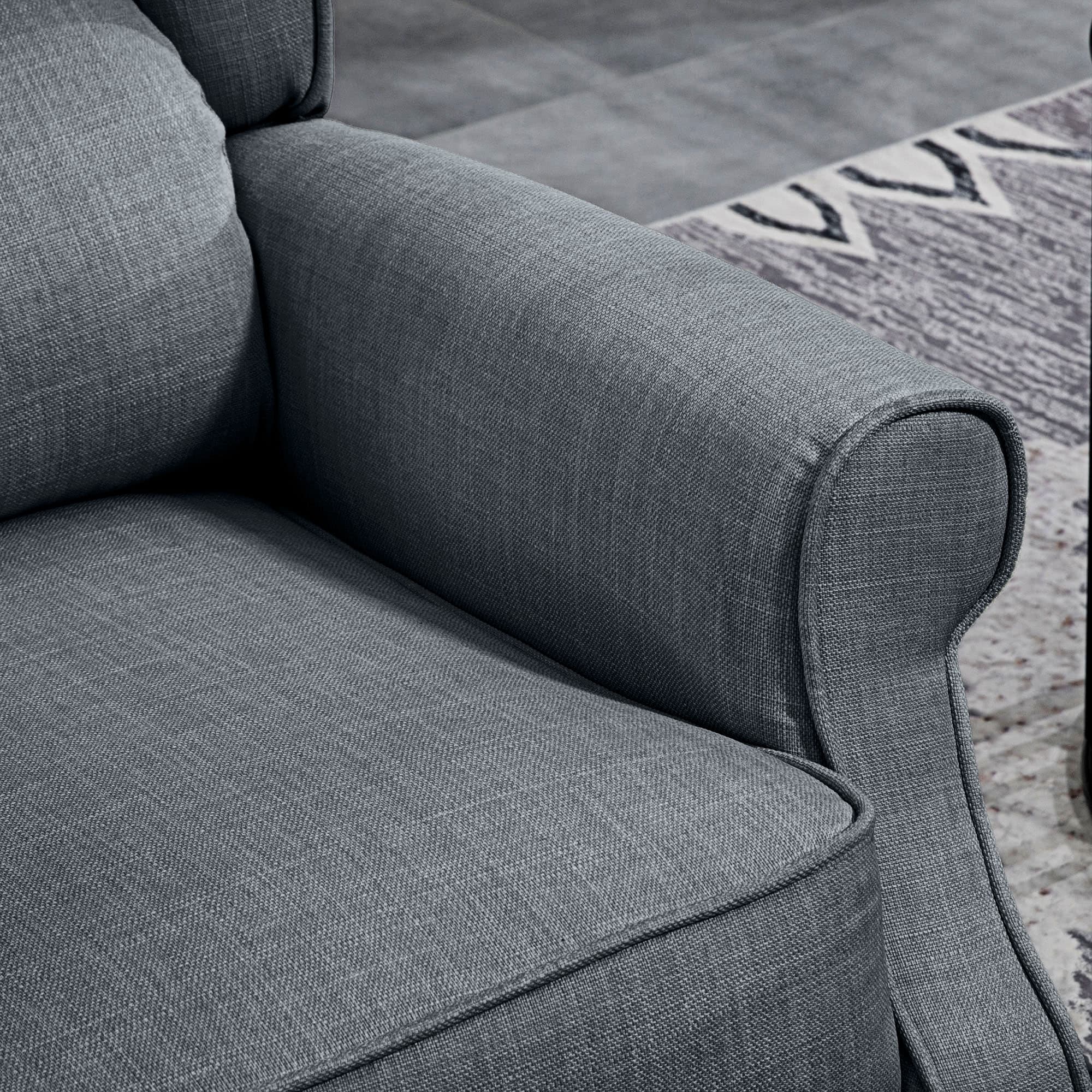 HOMCOM Wingback Heated Vibrating Massage Chair,Accent Sofa Upholstered Massage Recliner Chair Push-back with Remote Controller