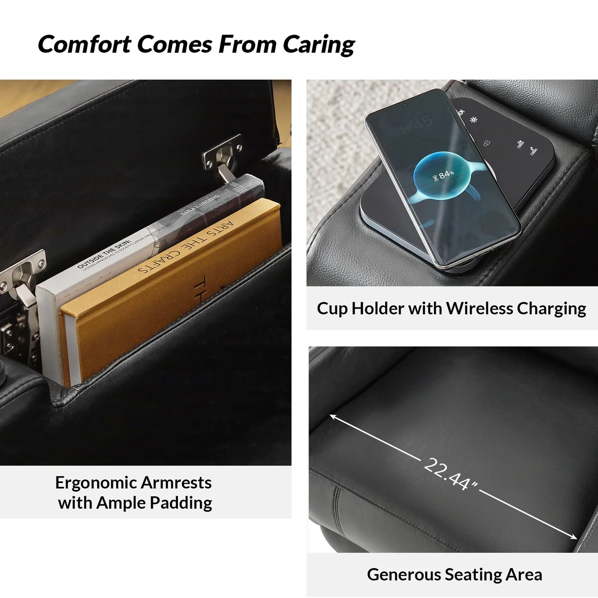 Marion Classic 35.5 Wide Power Recliner with Cup Holder by HULALA HOME