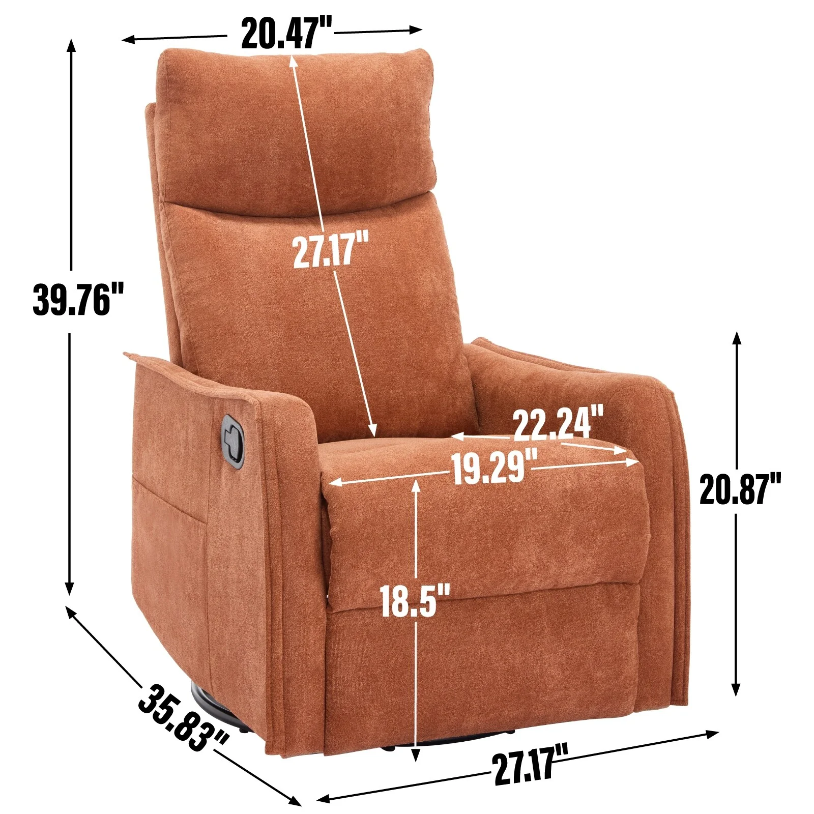 Heat Massage Manual Recliner Chair with Rocker and Swivel