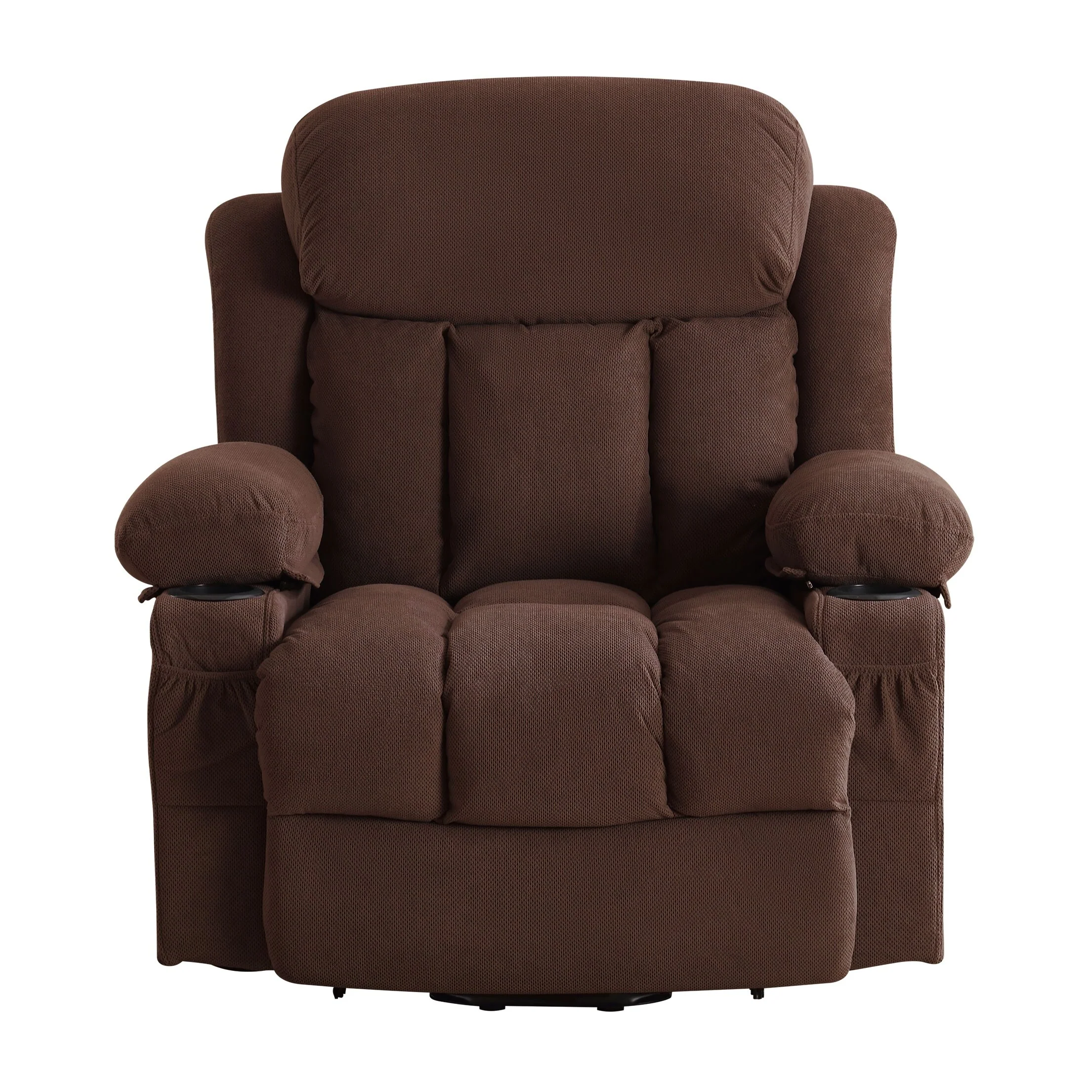 Beige Ergonomic Lift Recliner with Heated Massage, USB Charging, Side Pockets, and Easy Remote Control