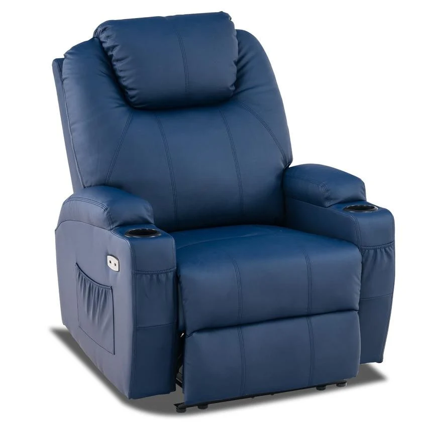 Mcombo Electric Power Recliner Chair with Massage and Heat, Faux Leather 7050