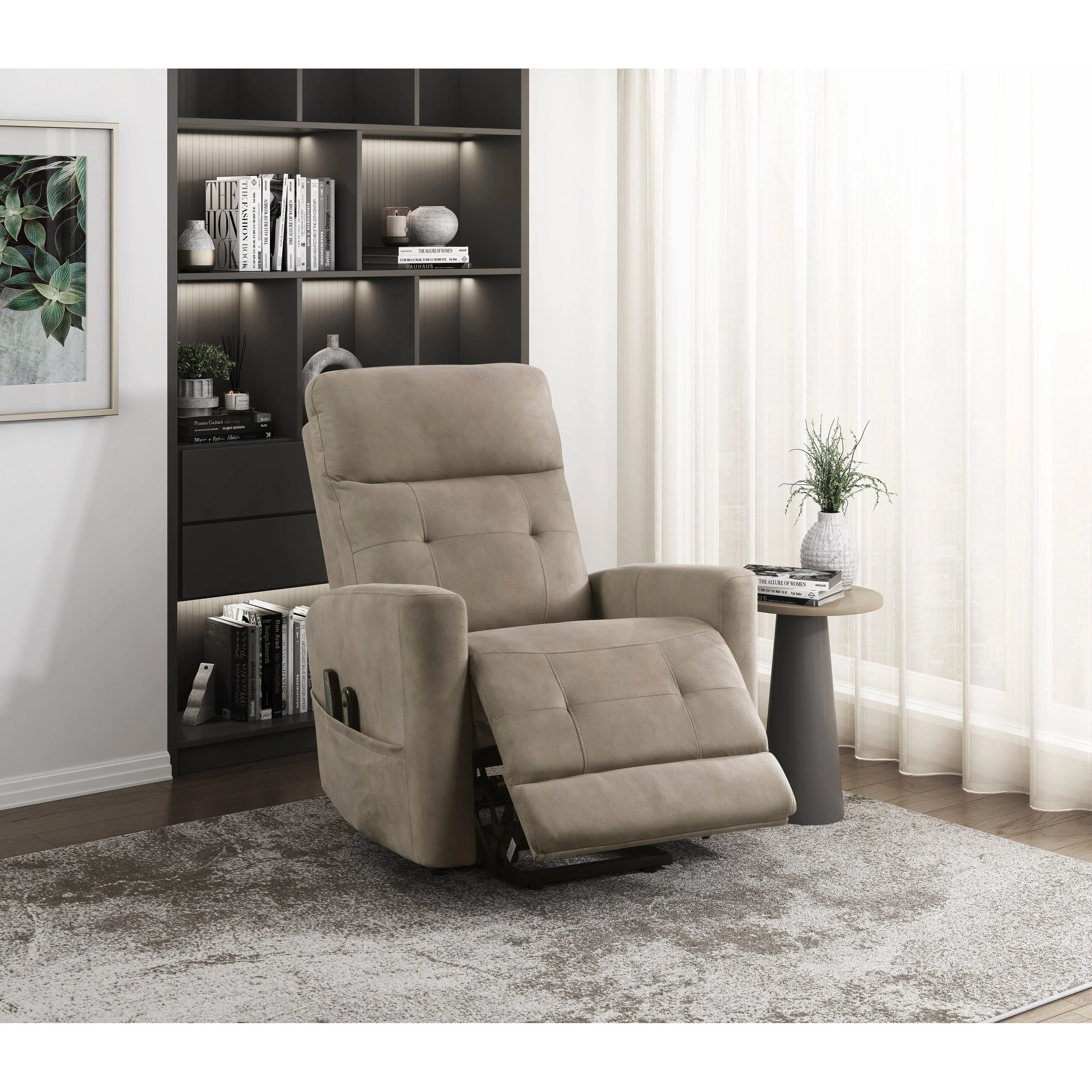 Power Lift Chair with Massage and Heat Comfort Brown Microfiber Upholstery Living Room Power Reclining Motion Chair