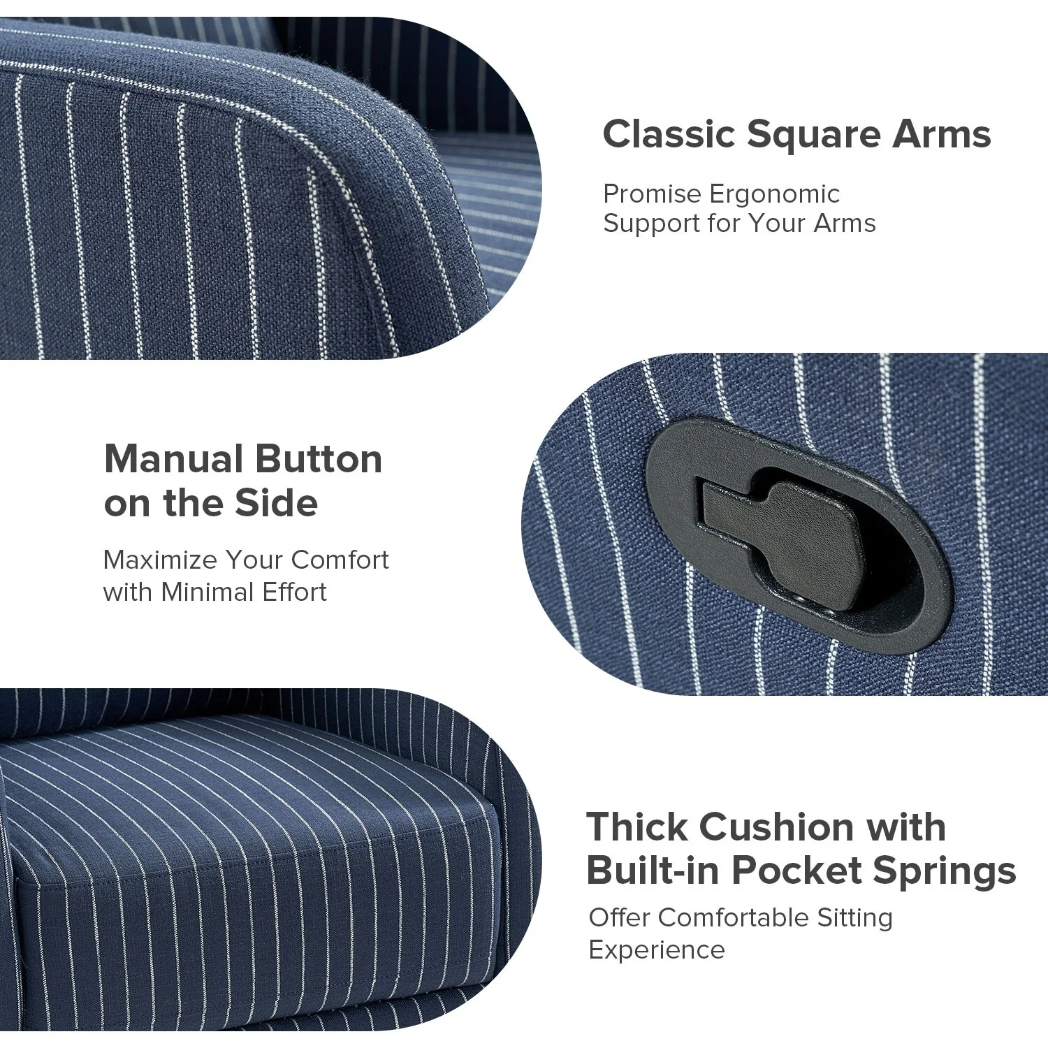 Diana Modern Polyester 360-degree Swivel Rocker Recliner by HULALA HOME