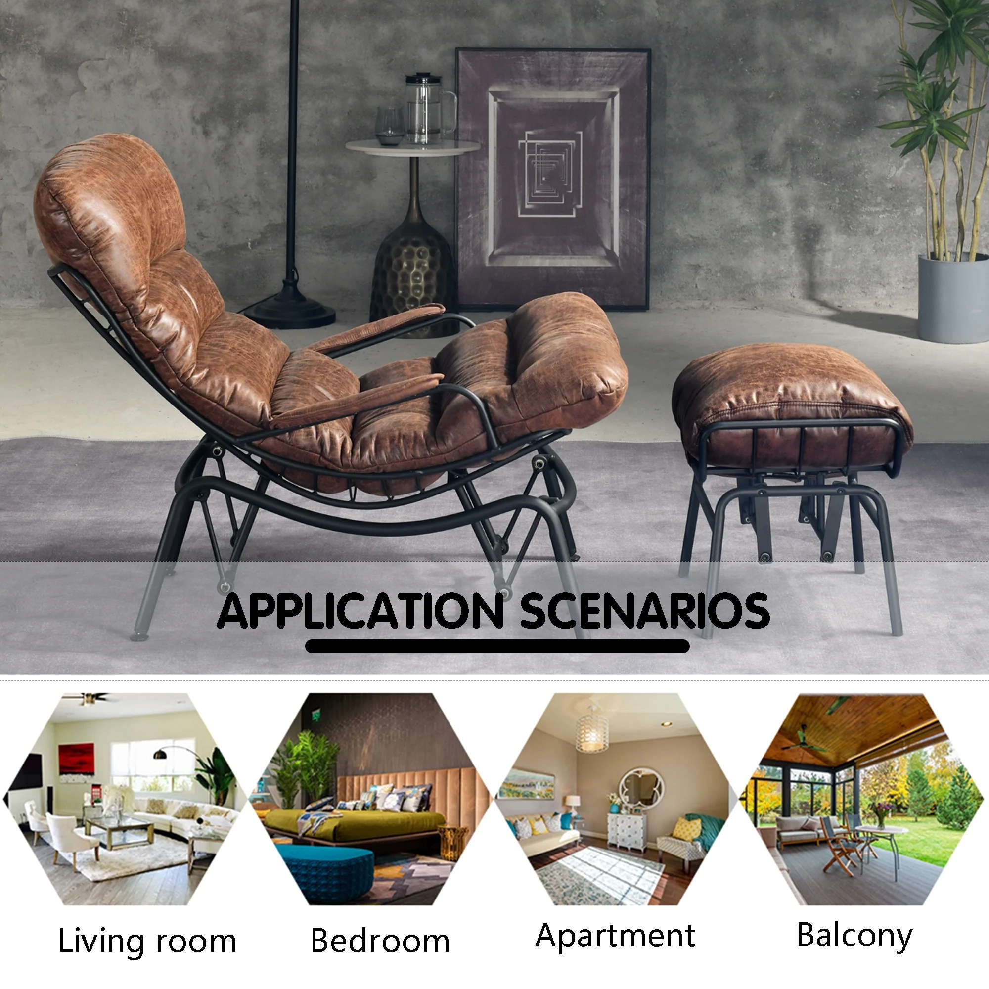 OVIOS Living Room Accent Chair Rocking Recliner Chair with Ottoman