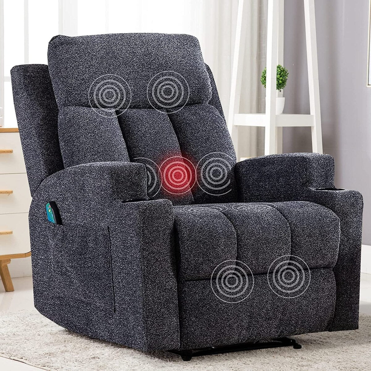 Massage Recliner and Manual Singles Sofa with Remote control