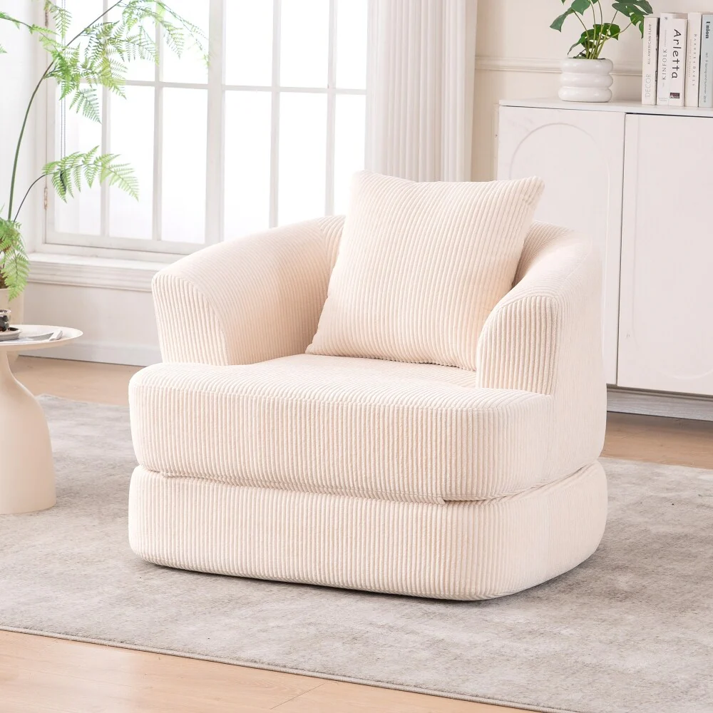 Corduroy Foldable Single Recliner Sofa