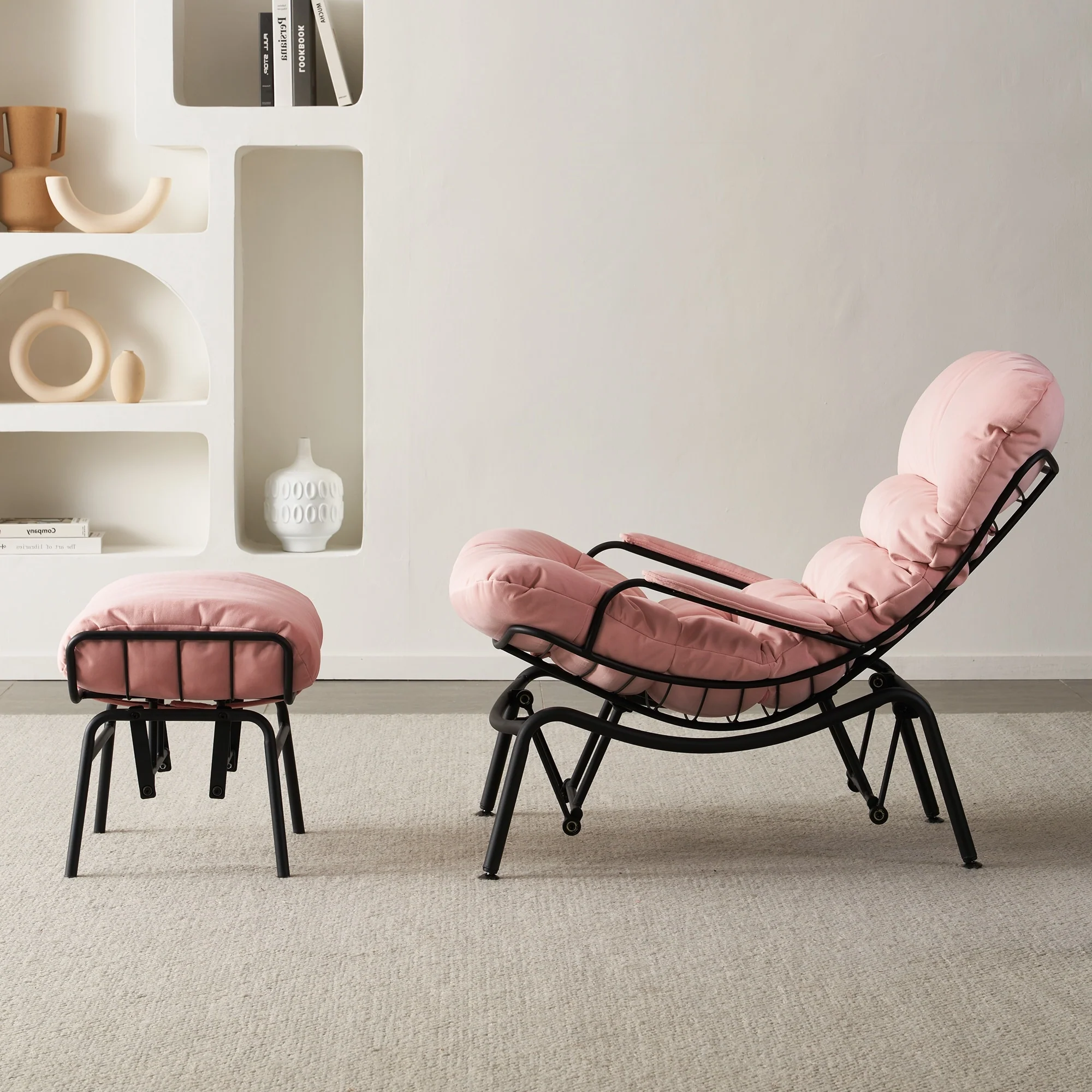 OVIOS Living Room Accent Chair Rocking Recliner Chair with Ottoman