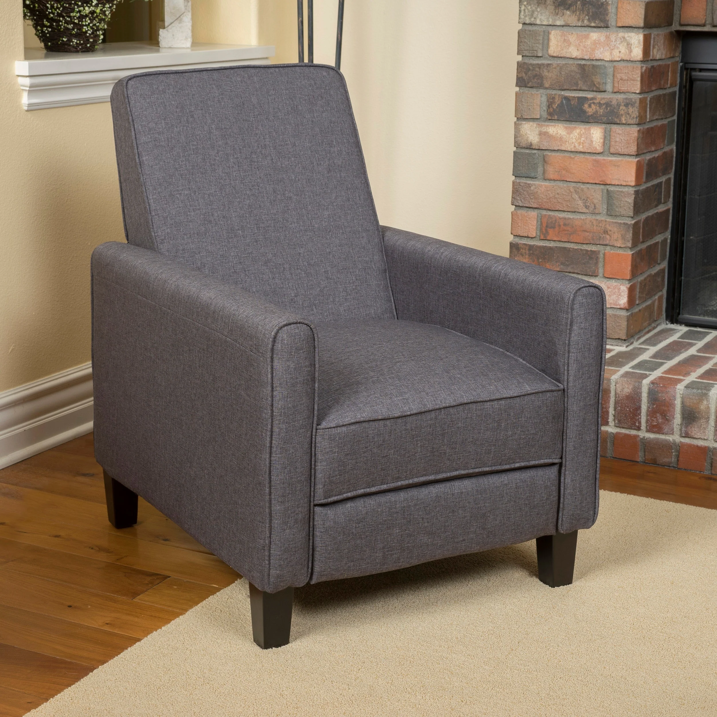 Roomfitters Fabric Push Back Chair for Elegant Home Decor, Navy Blue