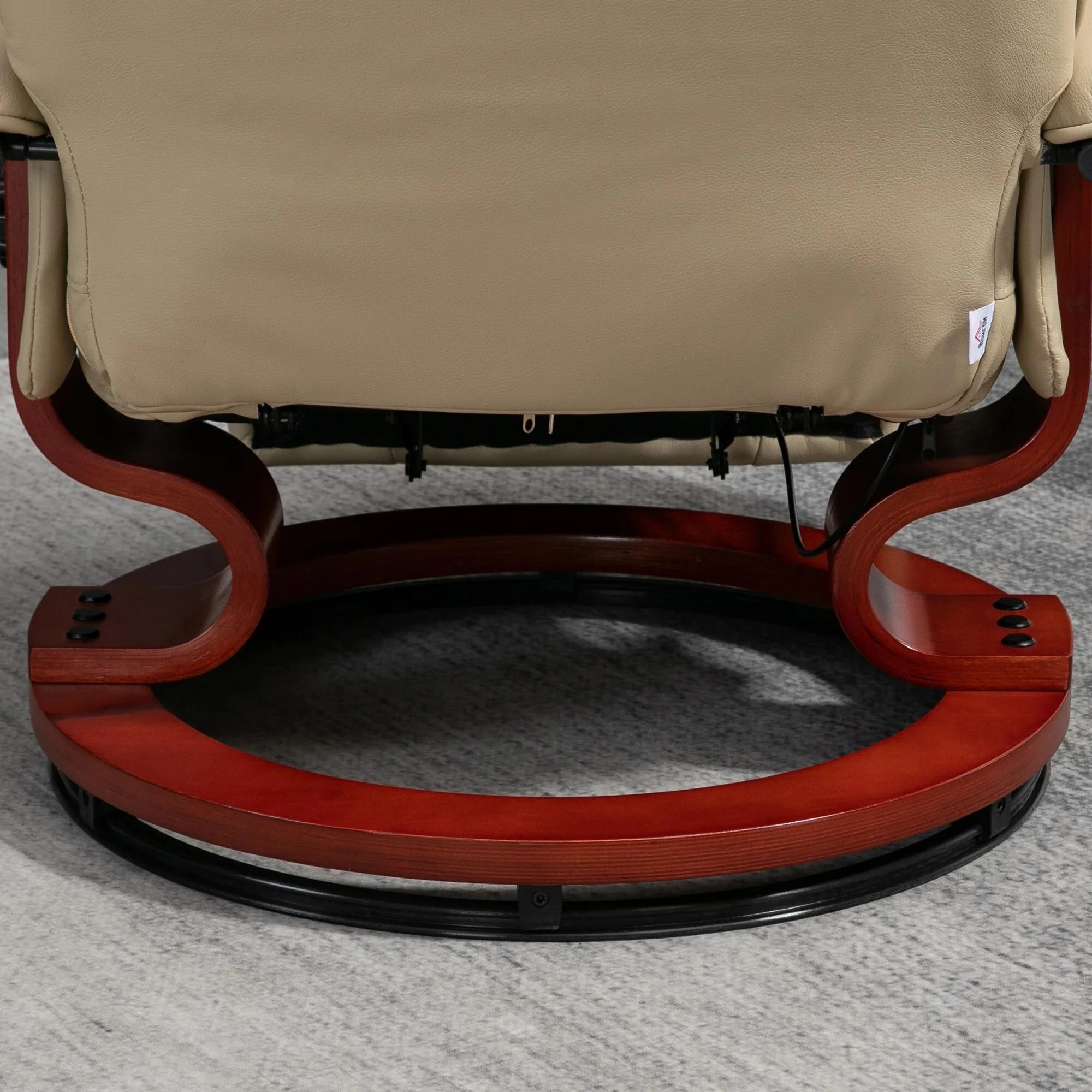 Faux Leather Recliner Chair, Swivel Recliner with Footrest, Armrest