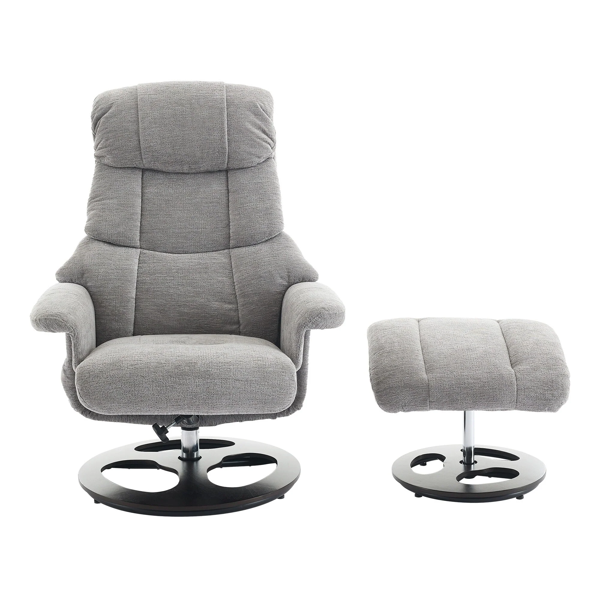 Modern 360�� Swivel Lounge Chair with Footstool, 5 Point Vibration Massage, Seat Heating & 140�� Adjustable Backrest