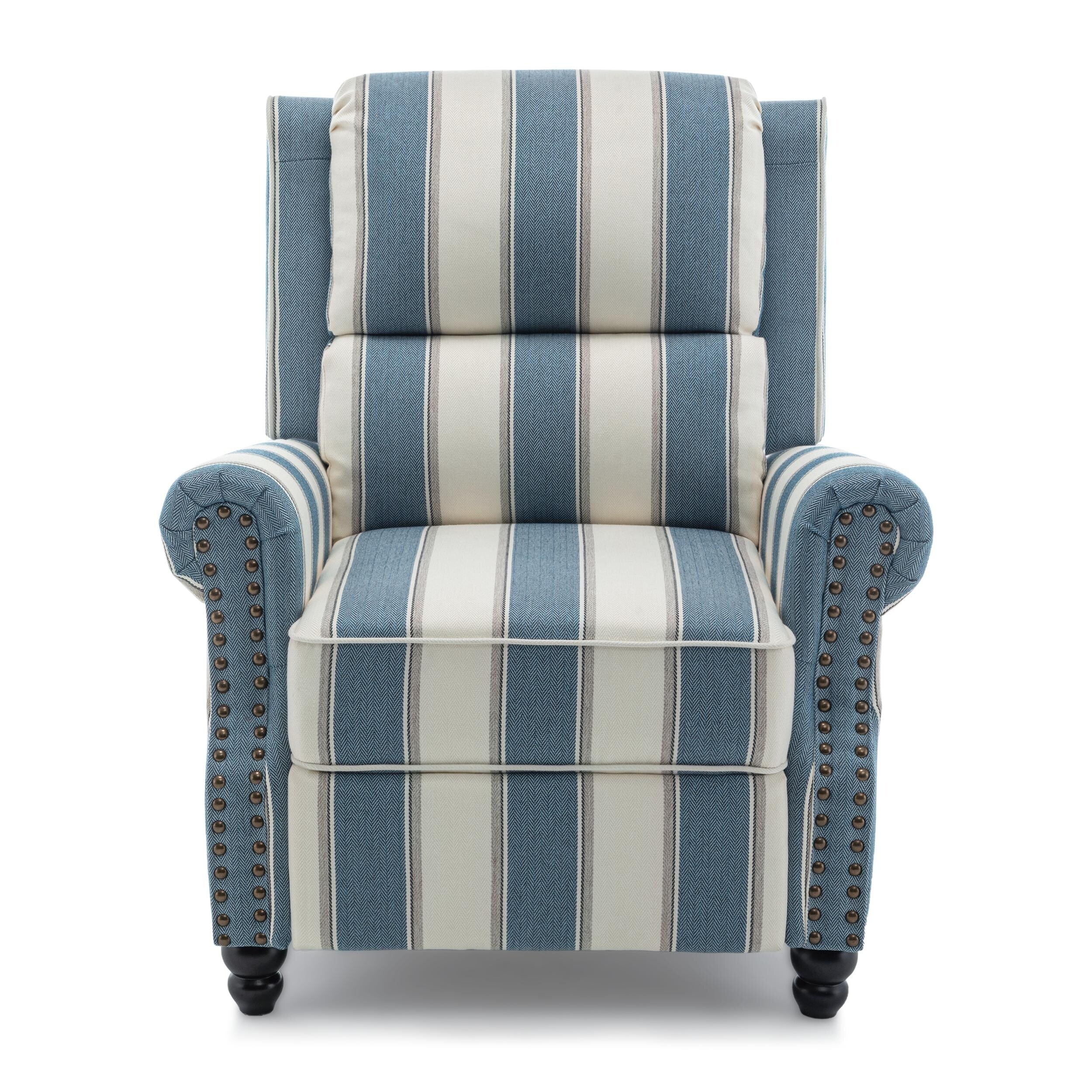 Mid-Century Nailhead PU Leather Linen Recliner