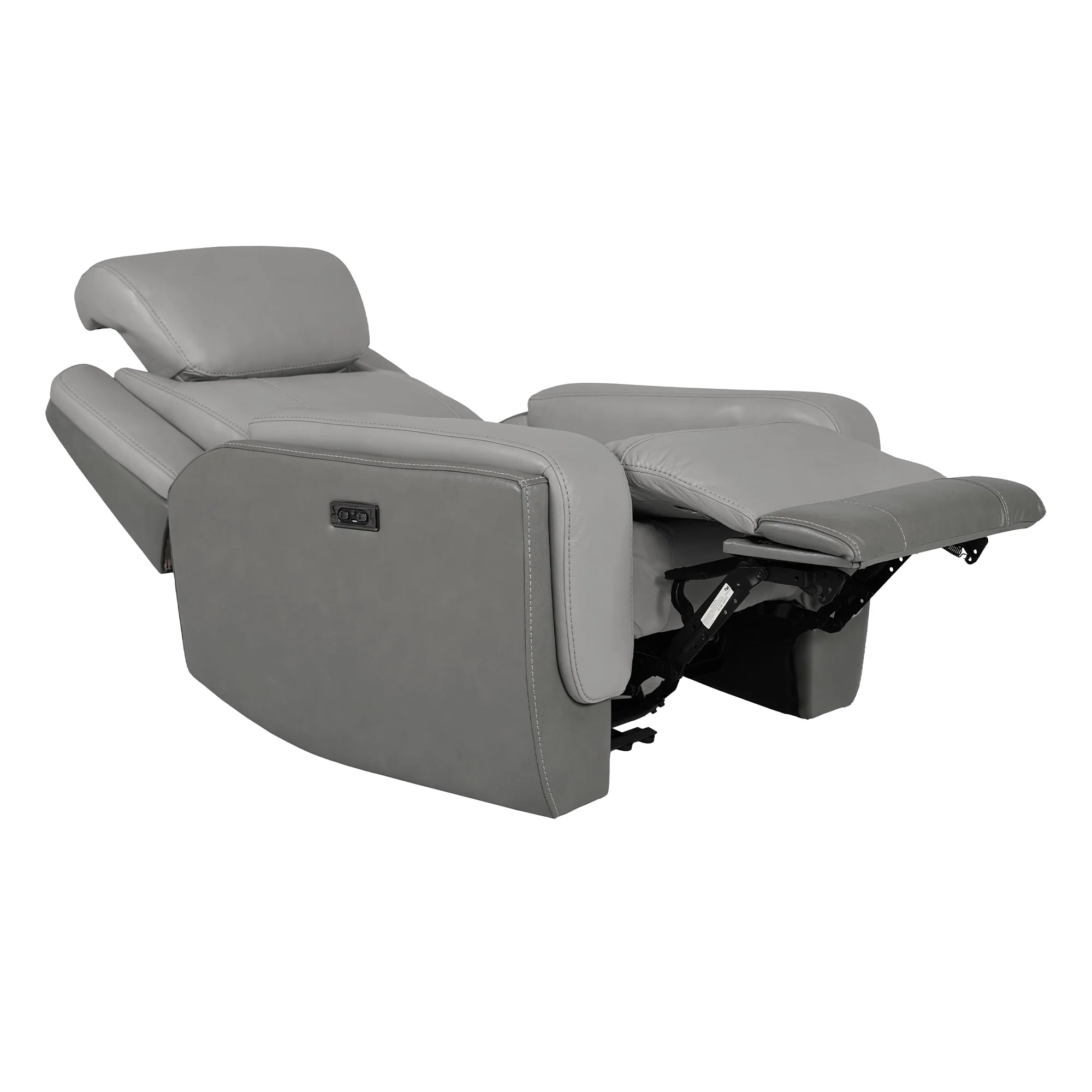 Rosalyn Zero Gravity Silver and Gray Leather Power Recliner with Power Headrest