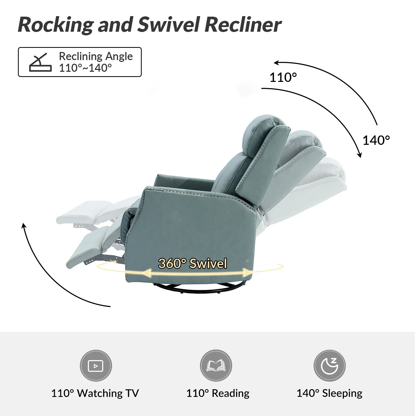 Demeter modern Genuine Leather Swivel Nursery Chair with Nailhead Trims Set of 2 by HULALA HOME