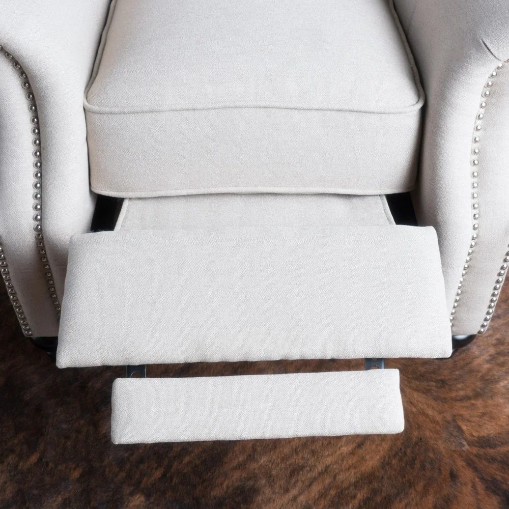 Walder Tufted Nailhead Fabric Recliner by Christopher Knight Home