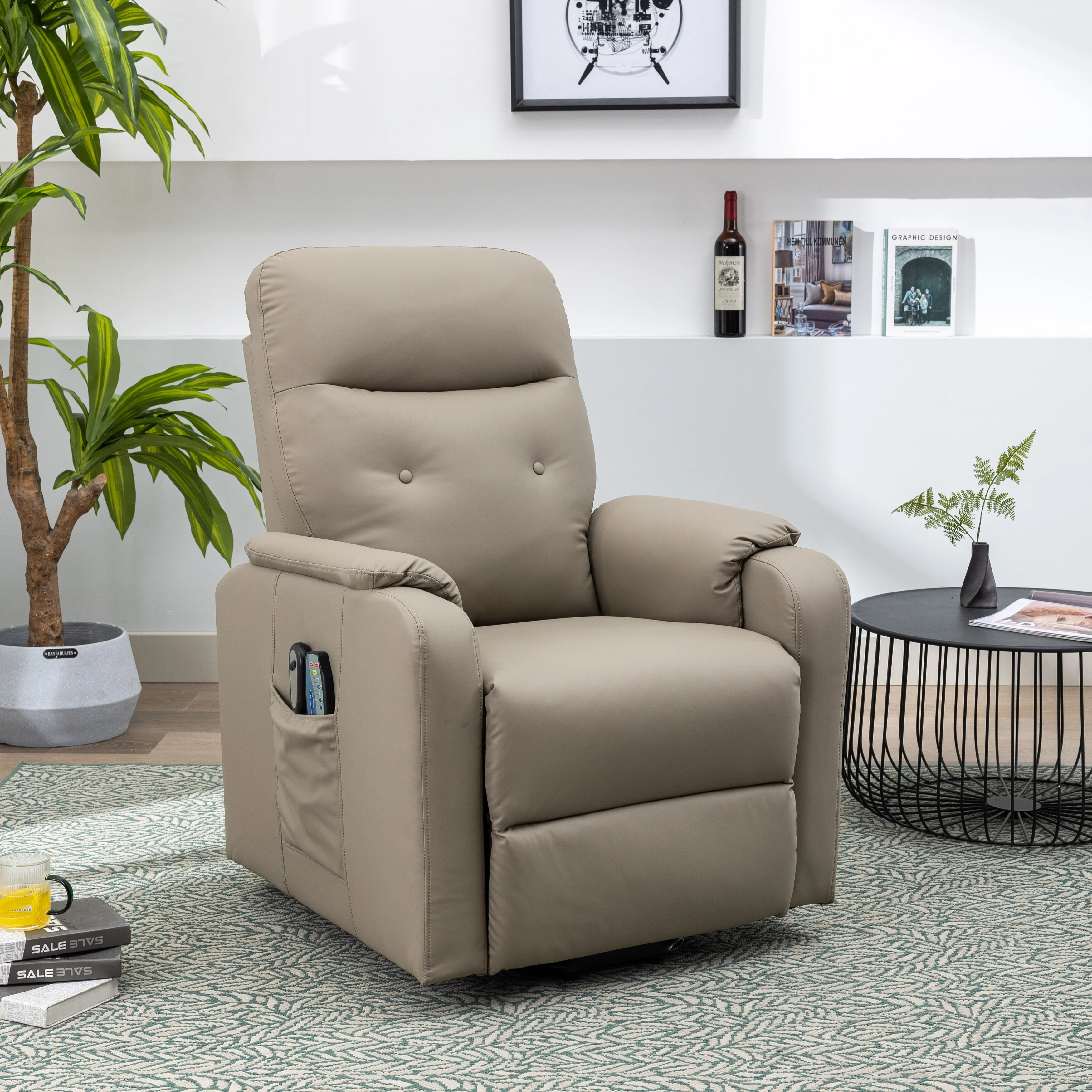 Blue Power Lift Recliner with Heat, Massage & Side Pocket