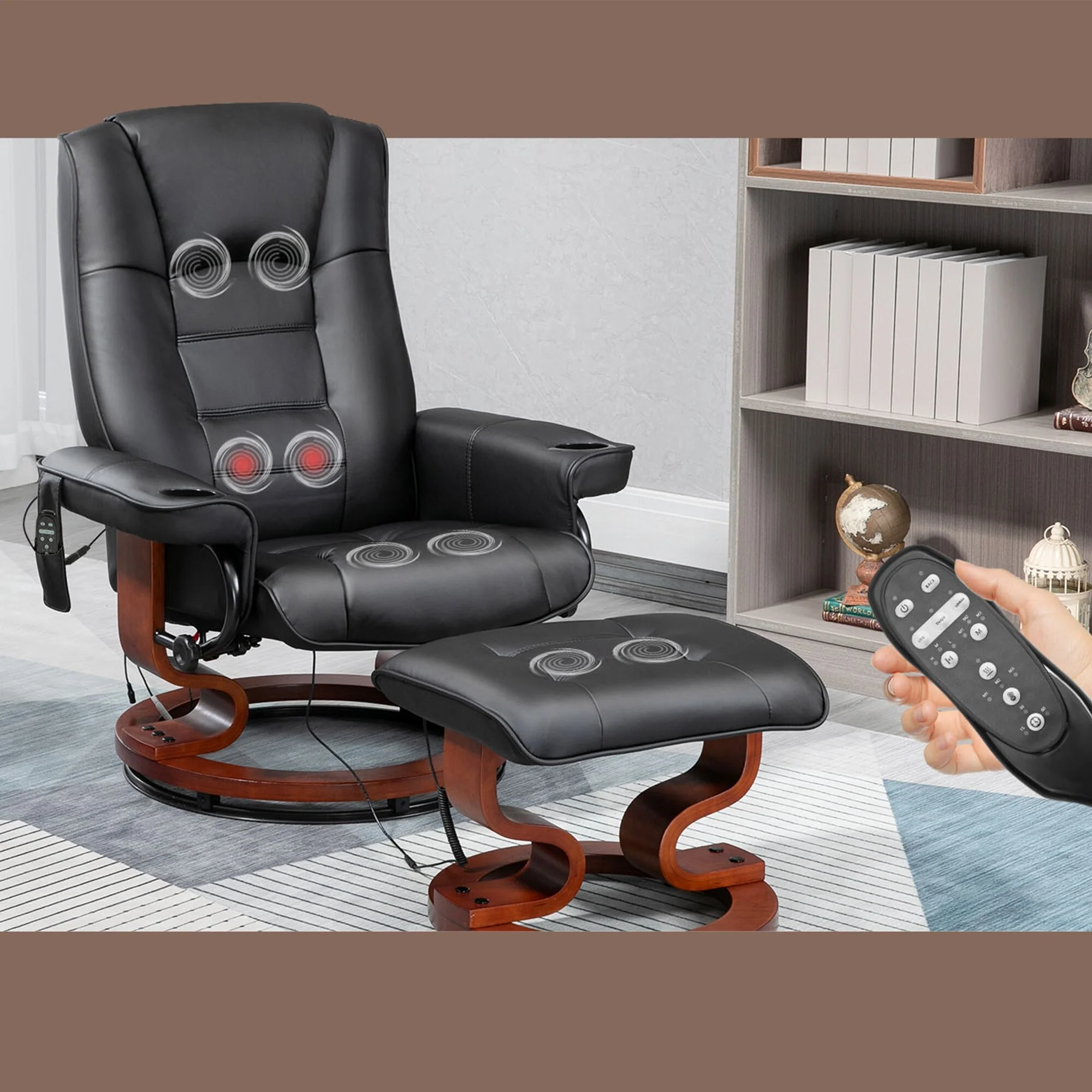 AVAWING Recliner Chair with Ottoman Vibration Massage Swivel
