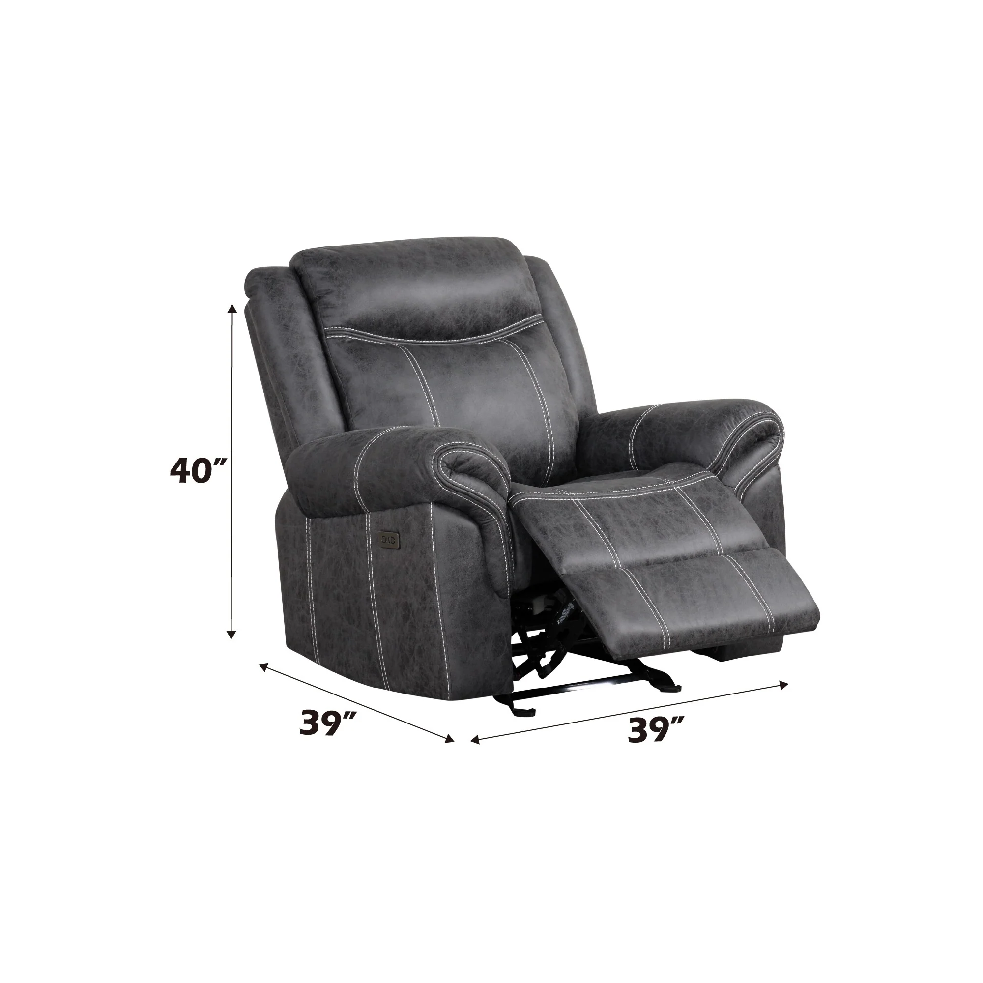 Dark Gray Polish Microfiber Power Motion Glider Recliner