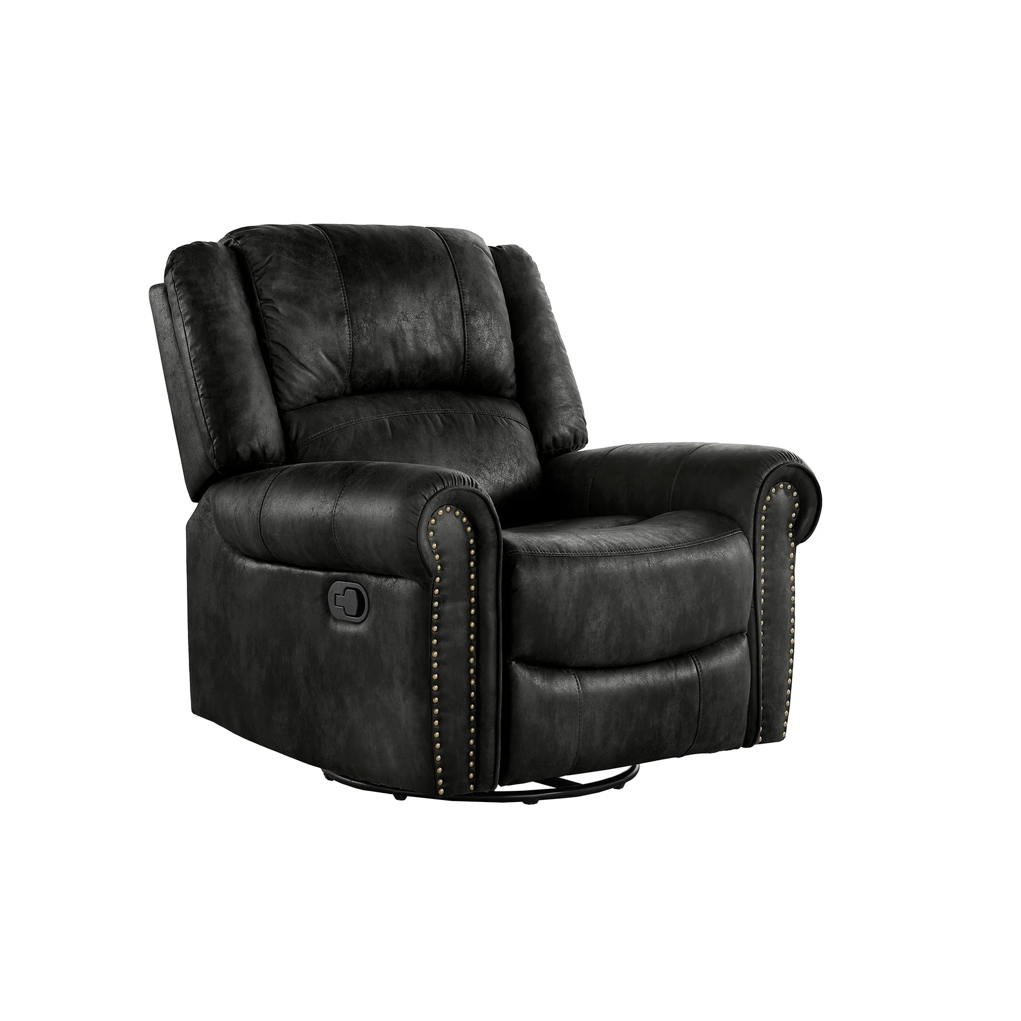 Monroe Polished Microfiber Nailhead Swivel Glider Recliner by iNSPIRE Q Classic