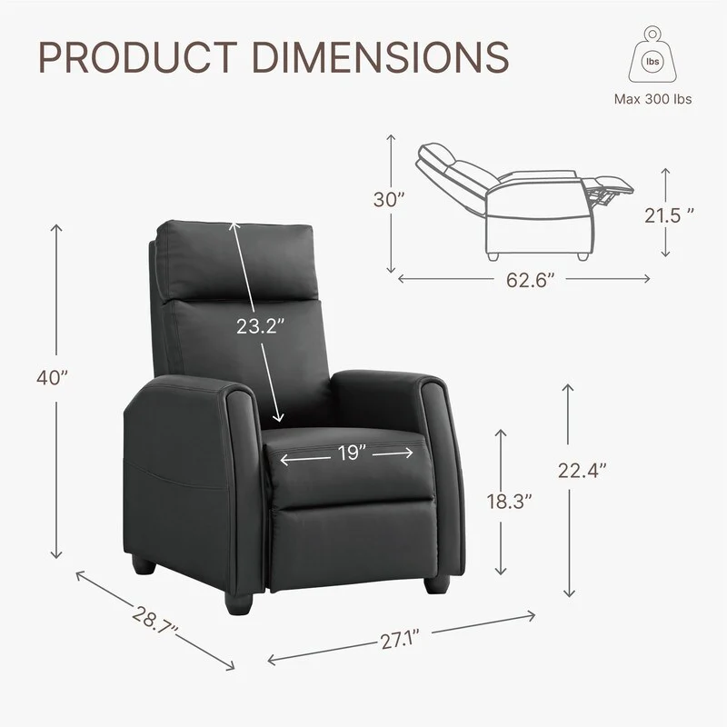 Andrea Recliner Chair with LED Lights, Heating  Massage