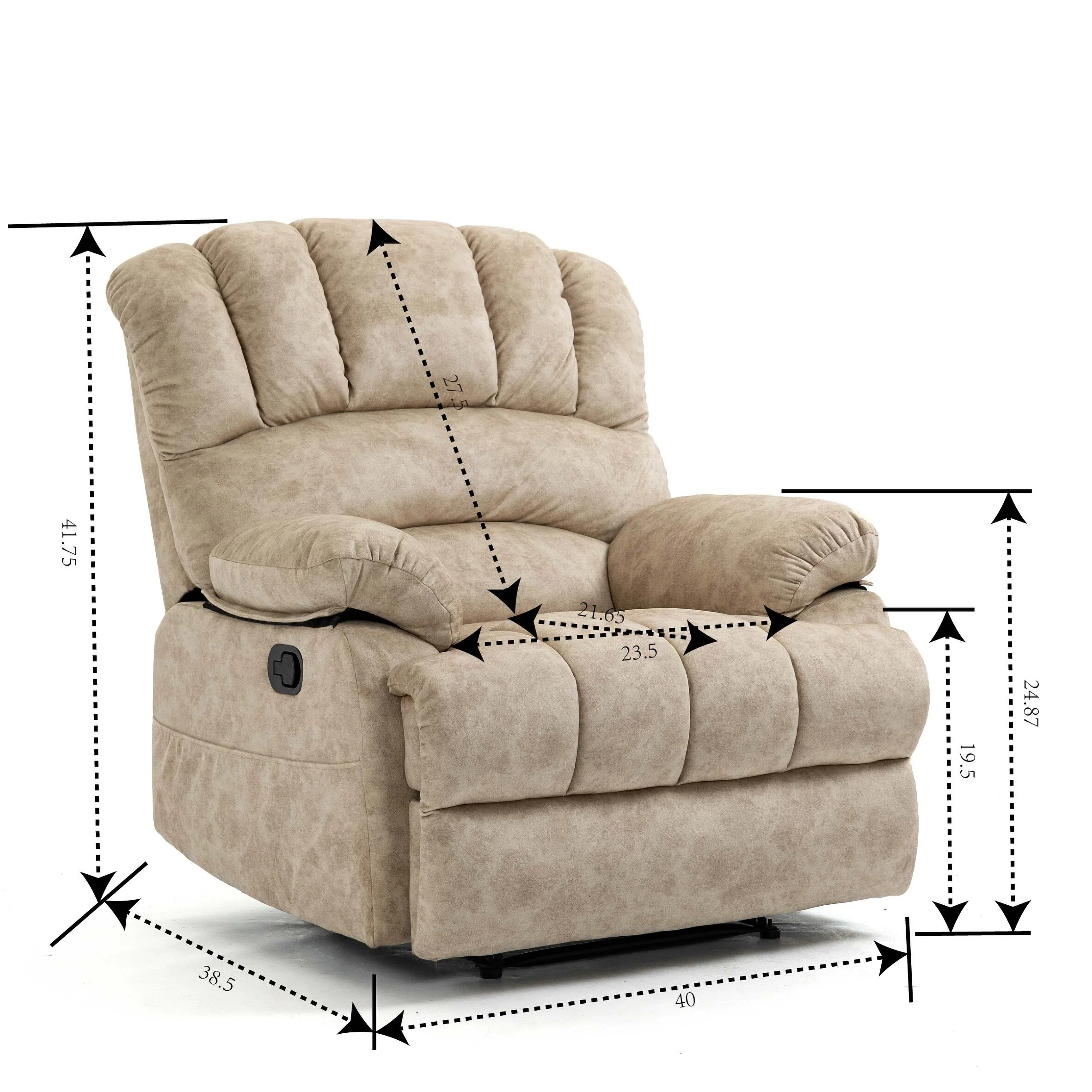 Large Manual Upholstered Recliner Chair