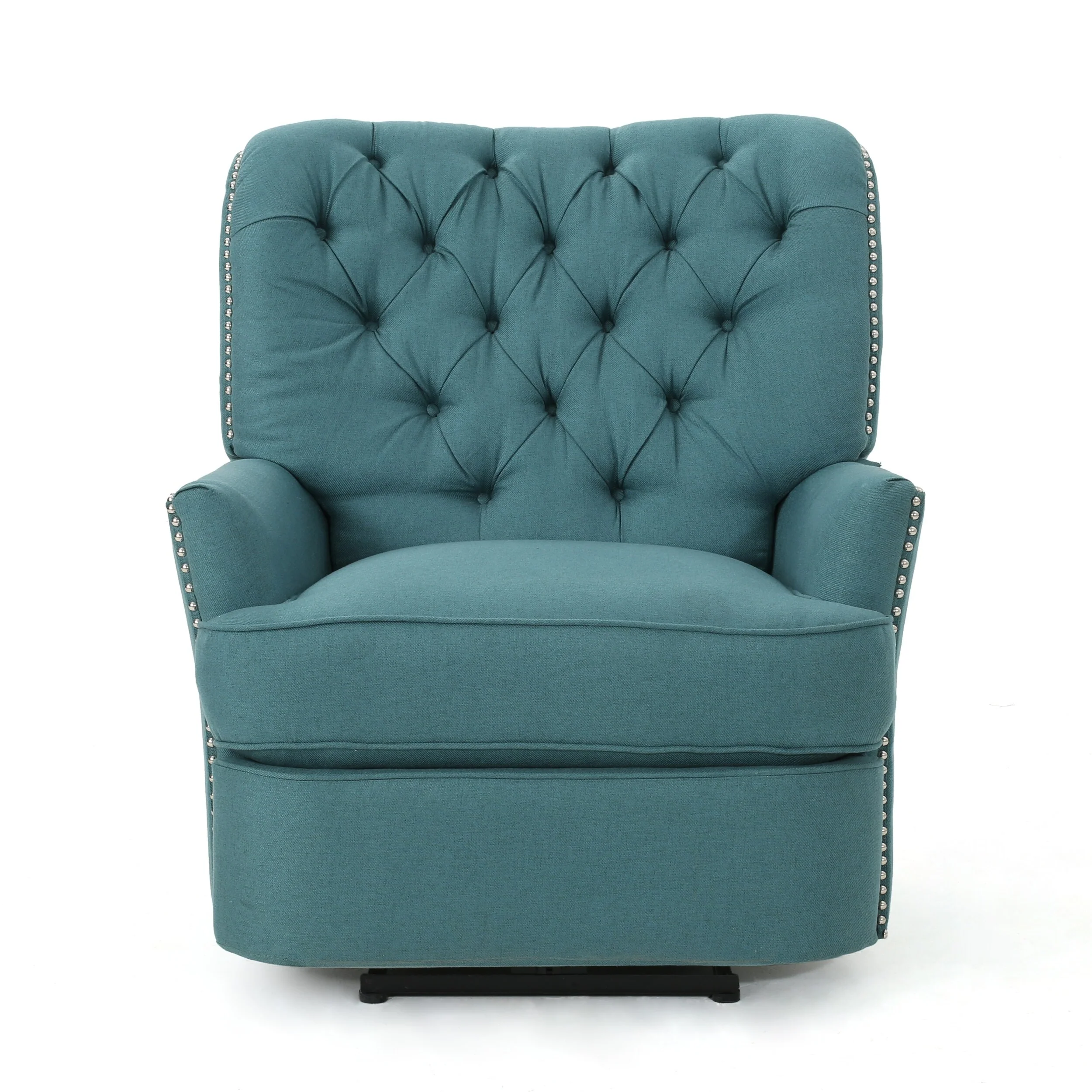 Indulge in Supreme Comfort: Electric Recliner Chair with Elegant Copper Accents and Soft Teal Upholstery