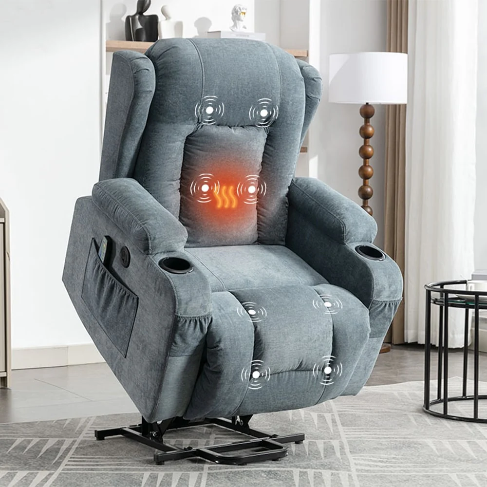 Modern Power Lift Recliner Chair w/Massage  Heat, Infinite Position