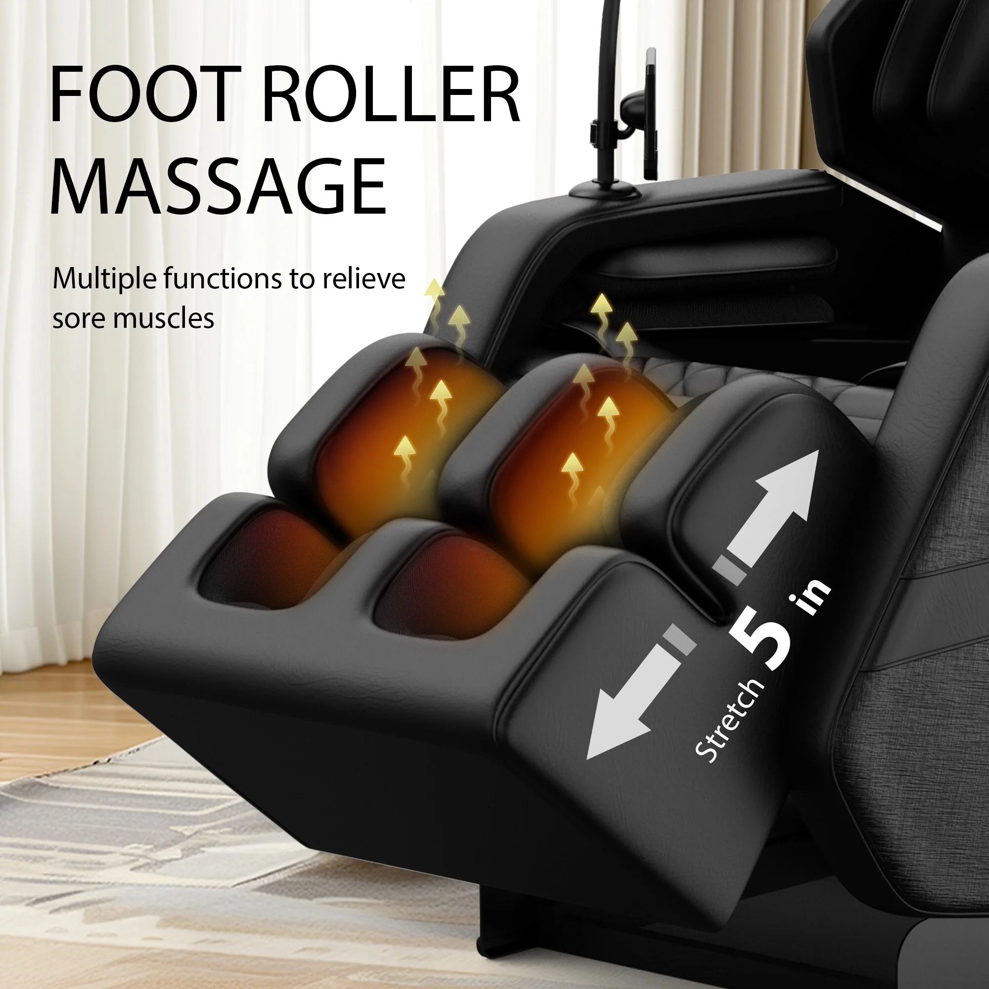 PU Leather Zero Gravity Full-Body Massage Chair with Foot Roller, Lumbar Heat, and Bluetooth Speakers