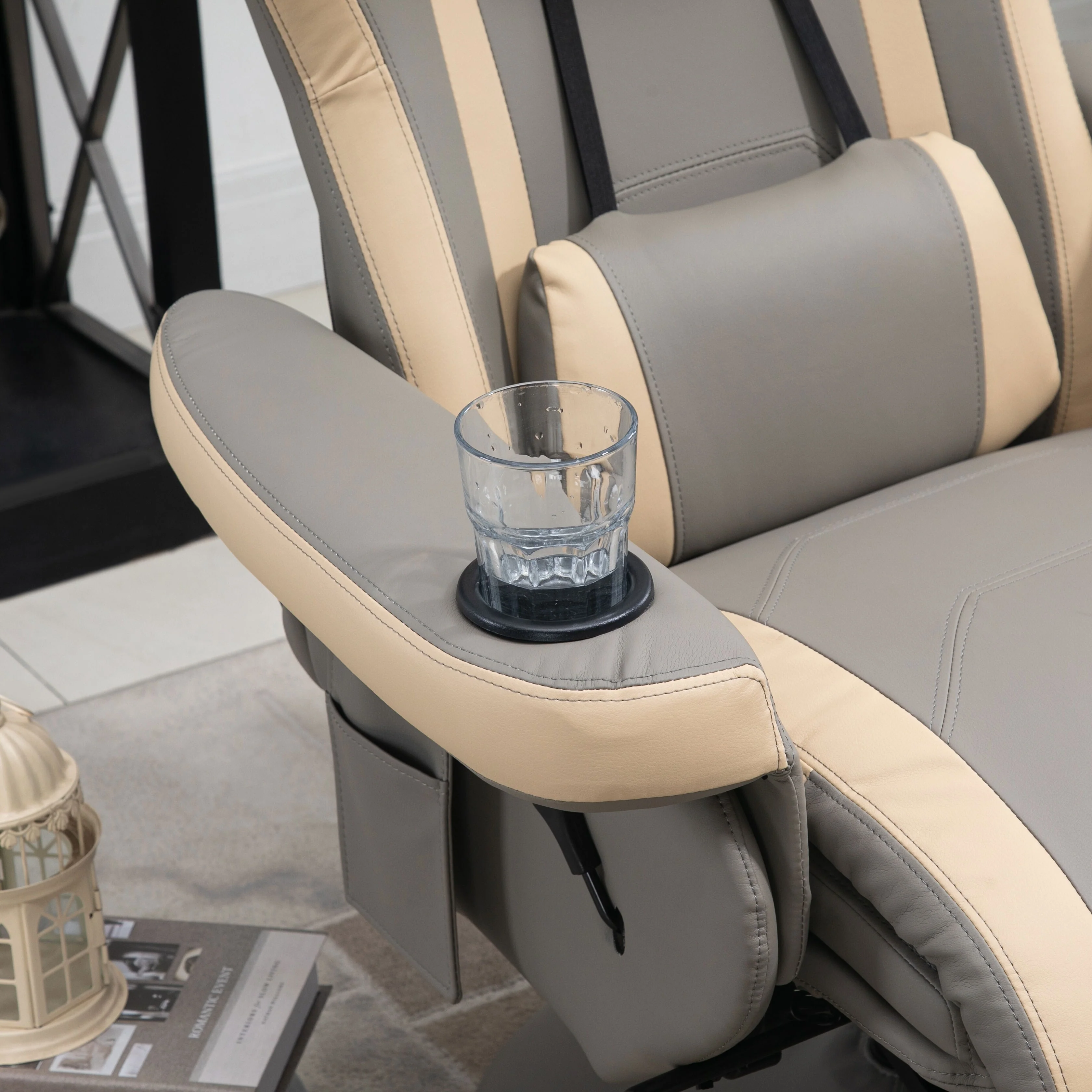 Manual Recliner Armchair PU Leather Lounge Chair