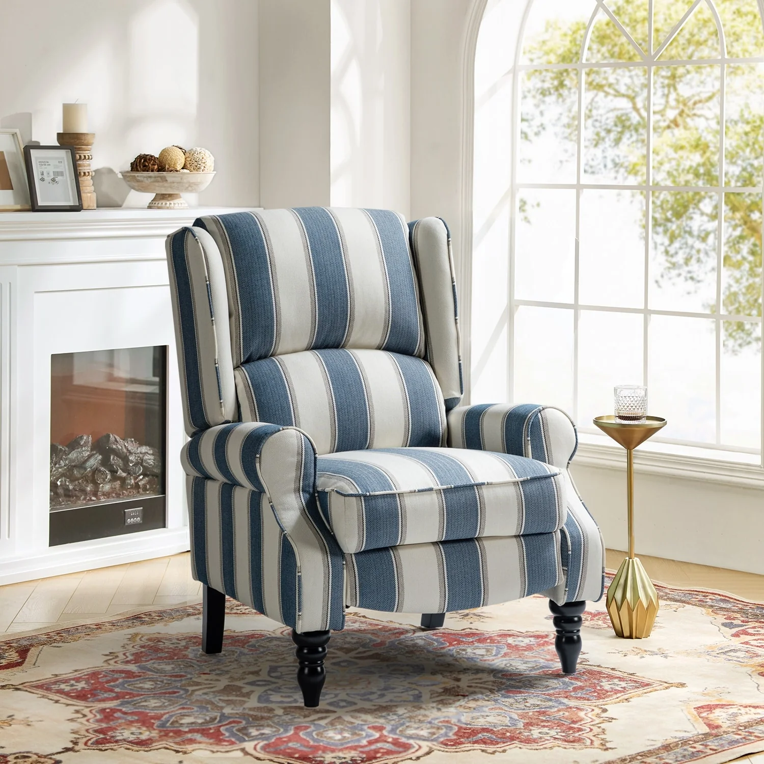 Olympus Upholstered Classic Manual Wingback Recliner with Solid Wood Legs by HULALA HOME