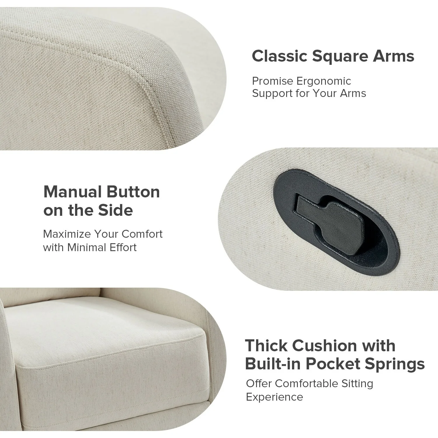 Diana Modern Polyester 360-degree Swivel Rocker Recliner by HULALA HOME