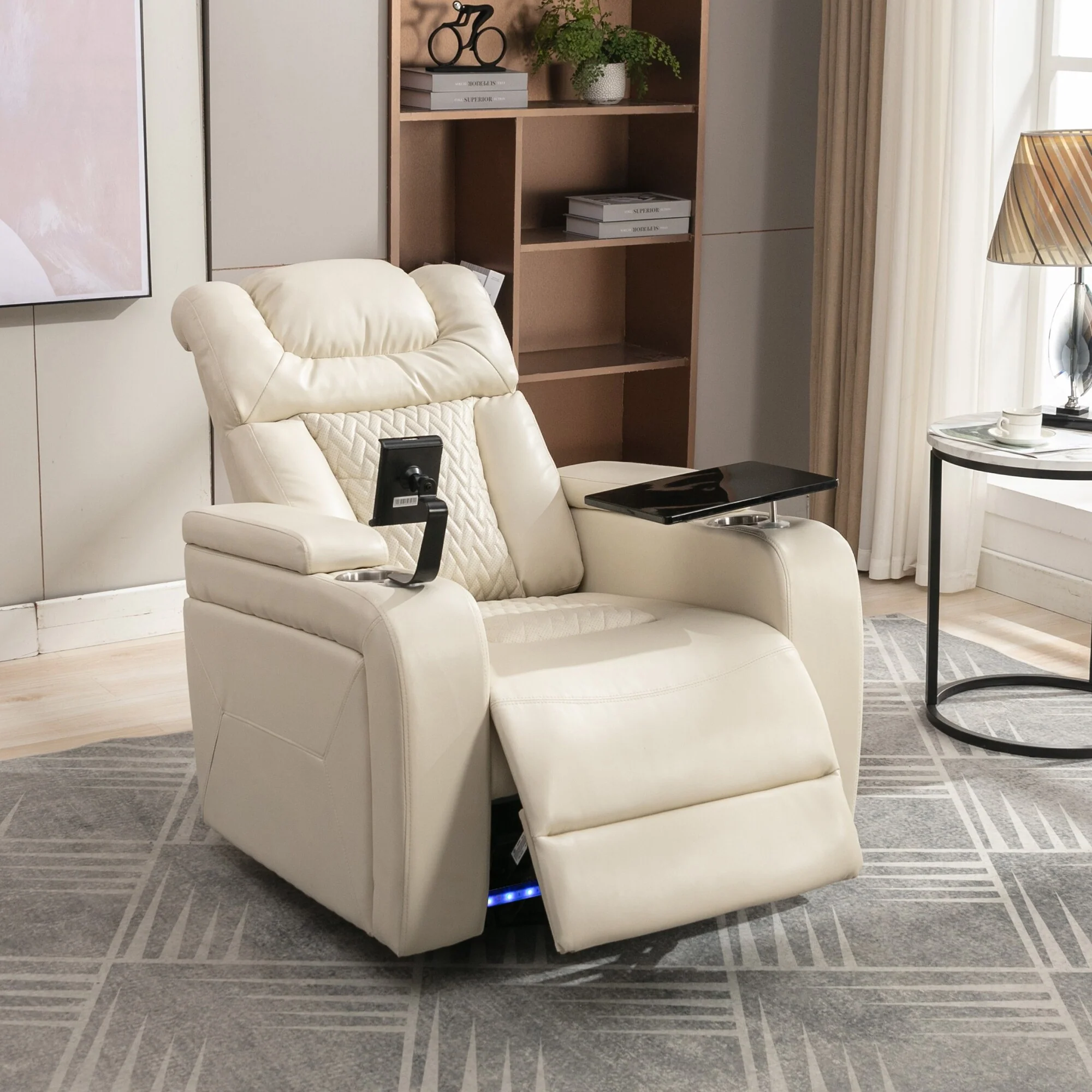 Power Recliner Chair with 270�� Swivel, Tray, USB & Cup Holders