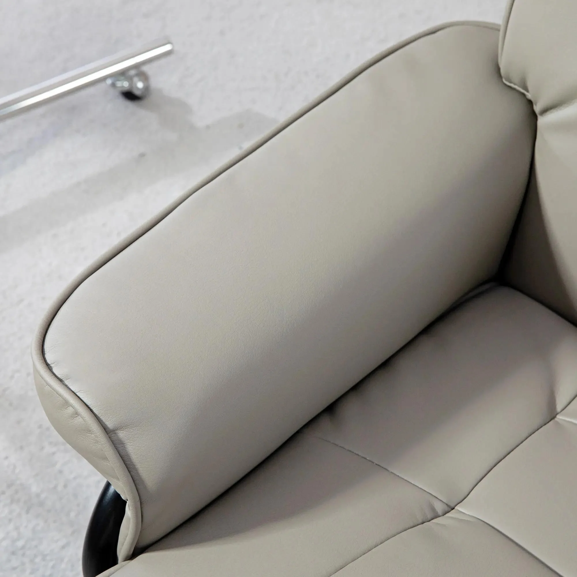 Faux Leather Swivel Recliner with Ottoman and Wood Base