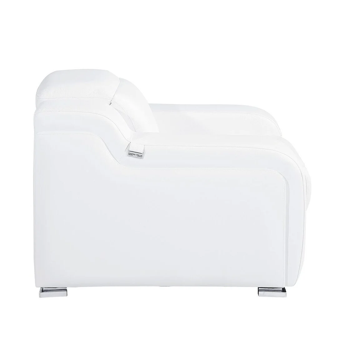 HomeRoots 41 White Italian Leather Wall Hugger Recliner With USB