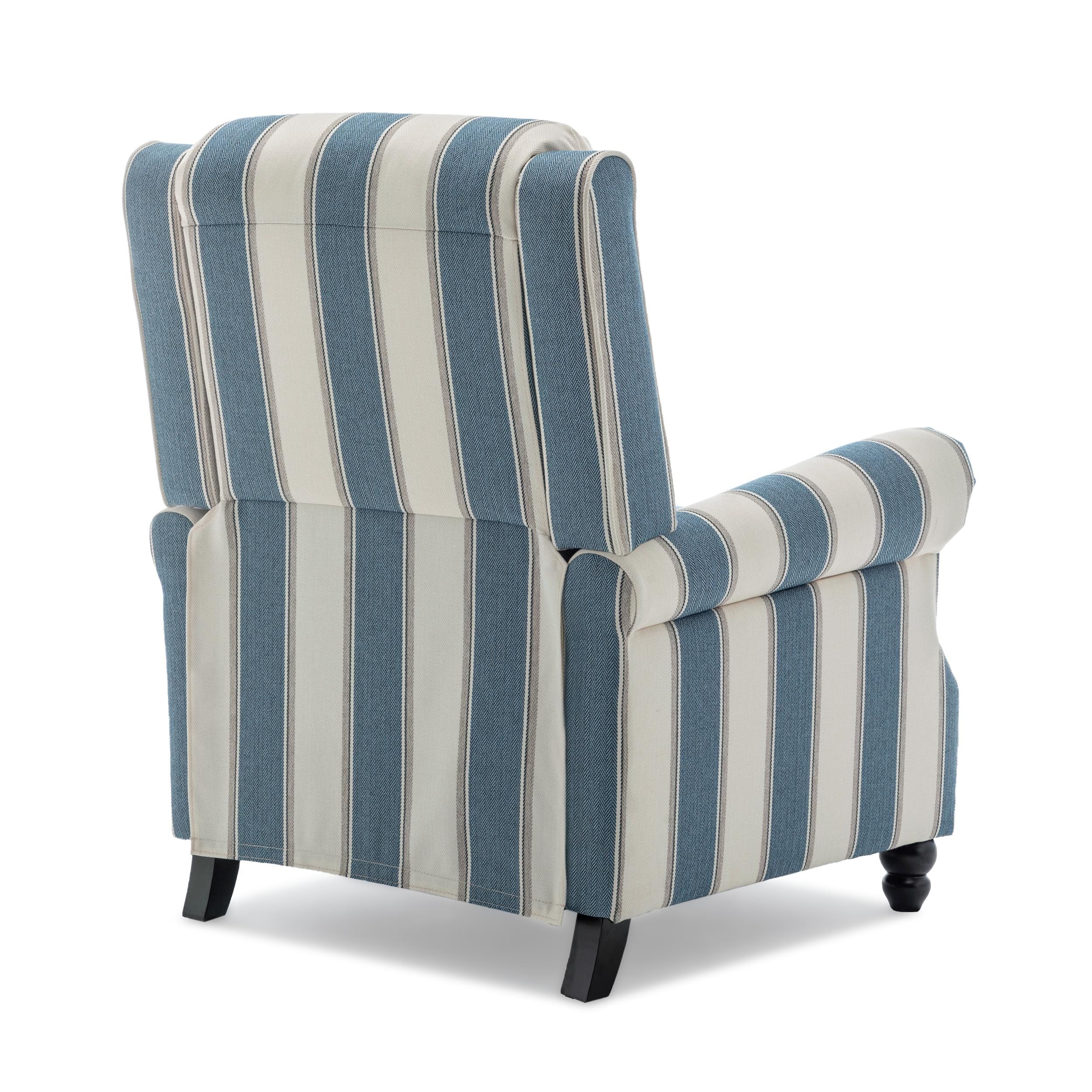 Mid-Century Nailhead Pu Leather Linen Recliner