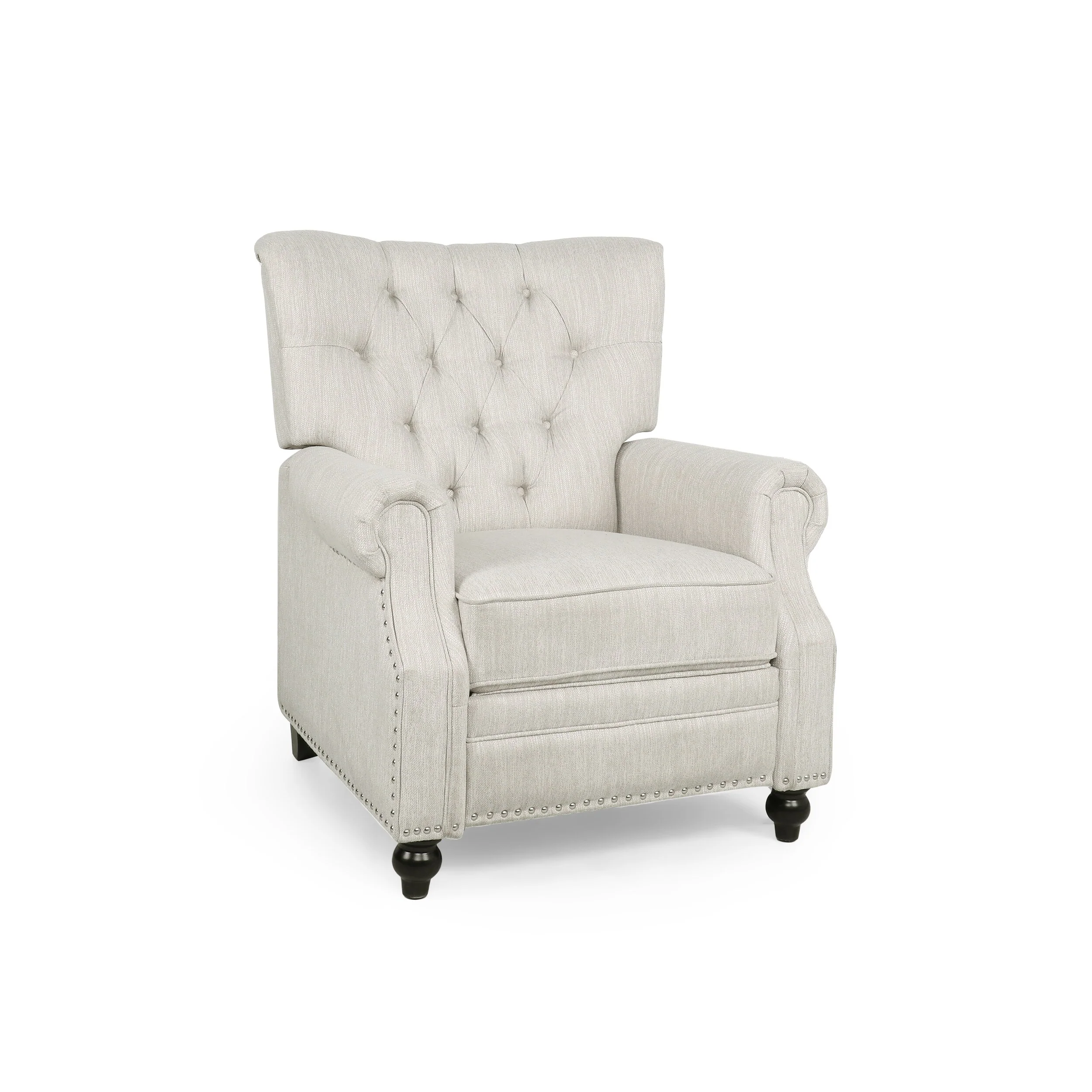 Button?Tufted Push?Back Recliner Chair with Nailhead & Rolled Arms
