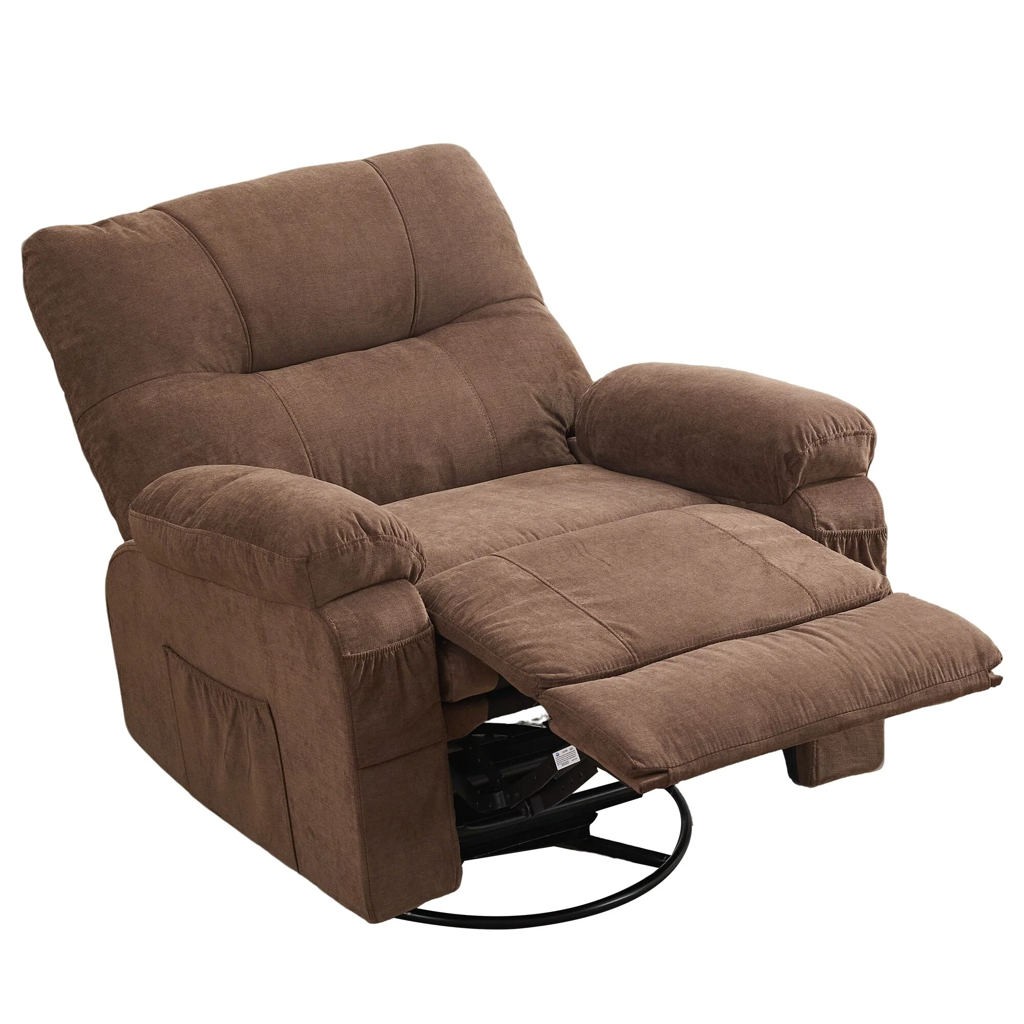 360�� Linen Swivel Rocker Recliner with Side Pockets