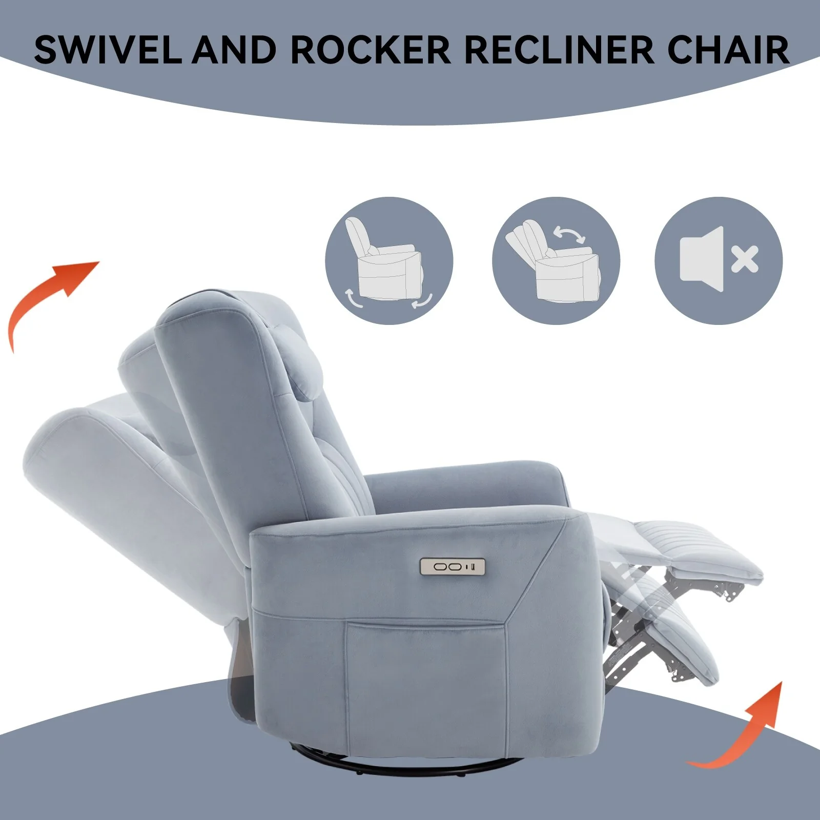 Swivel and Rocker Power Recliner Chair with Lumbar