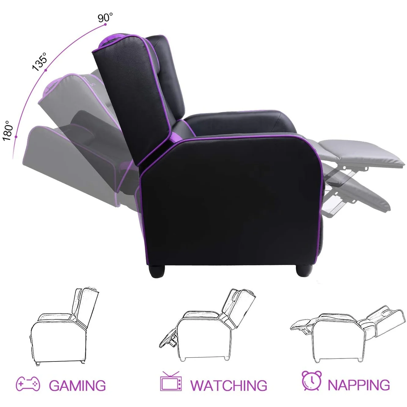 BOSSIN Gaming Recliner Chair Racing Style High Back Chair Living Room Recliners Theater Seating