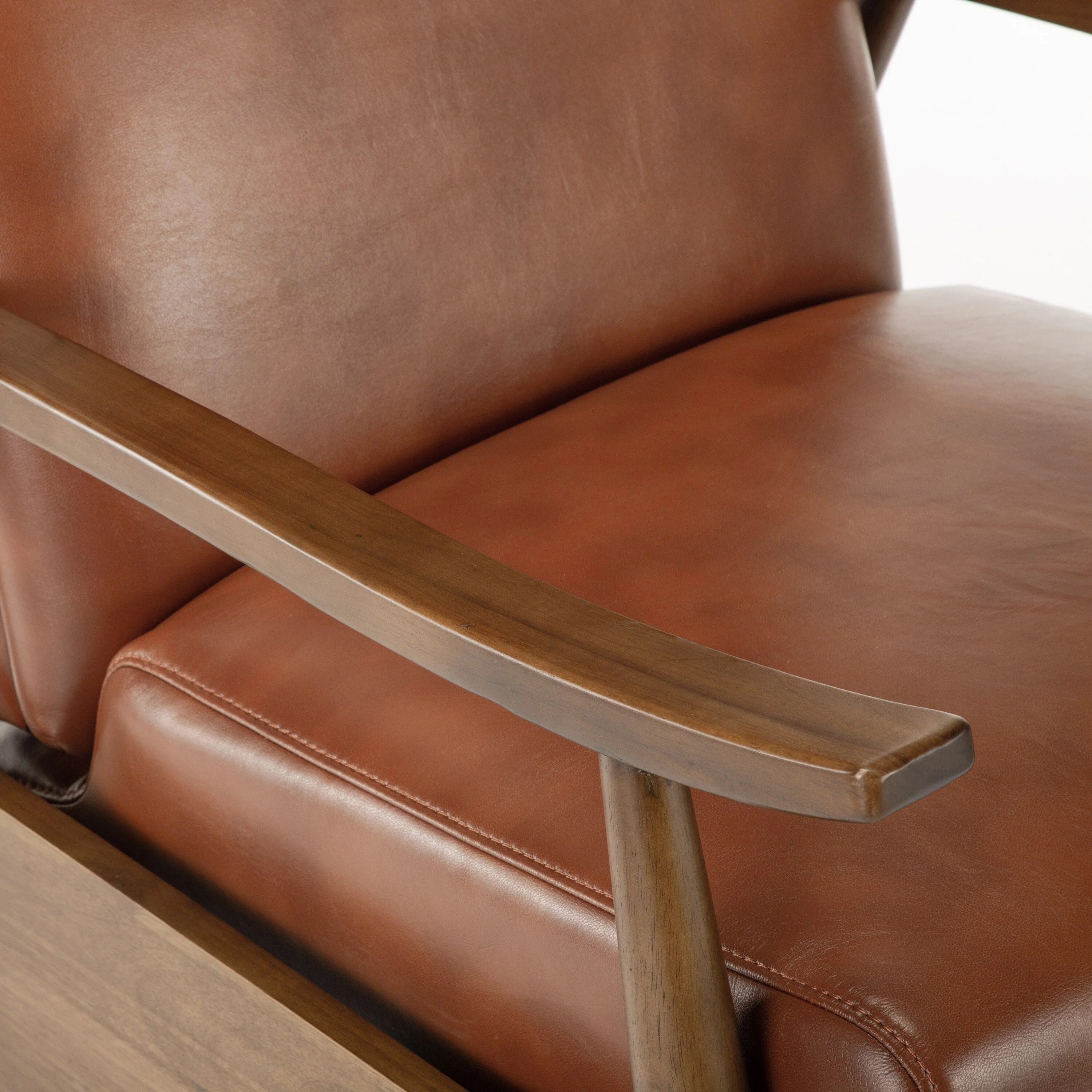 Sarasota Wood Arm Push Back Recliner - Caramel