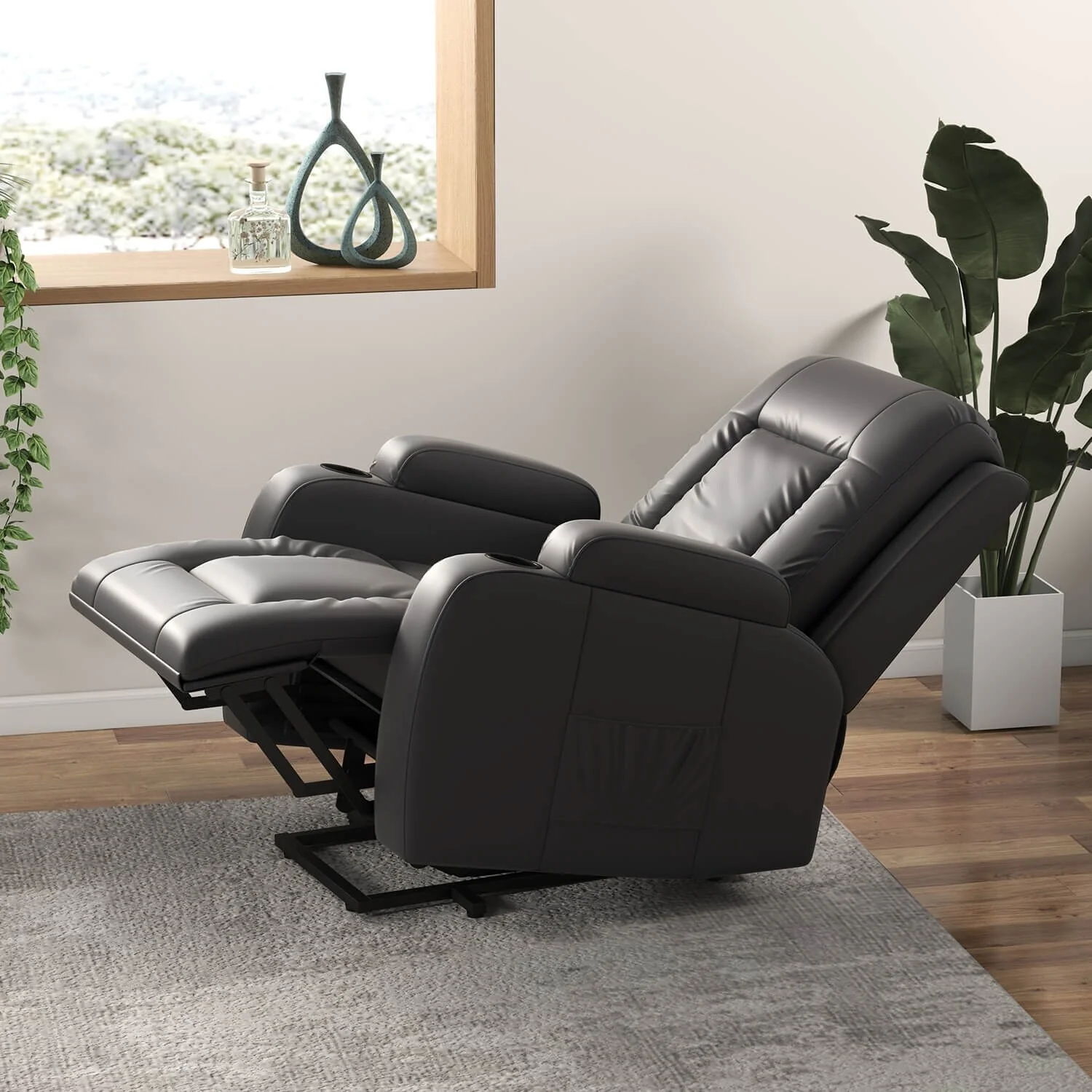 Furniwell PU Leather Power Lift Assist Recliner Chair with USB