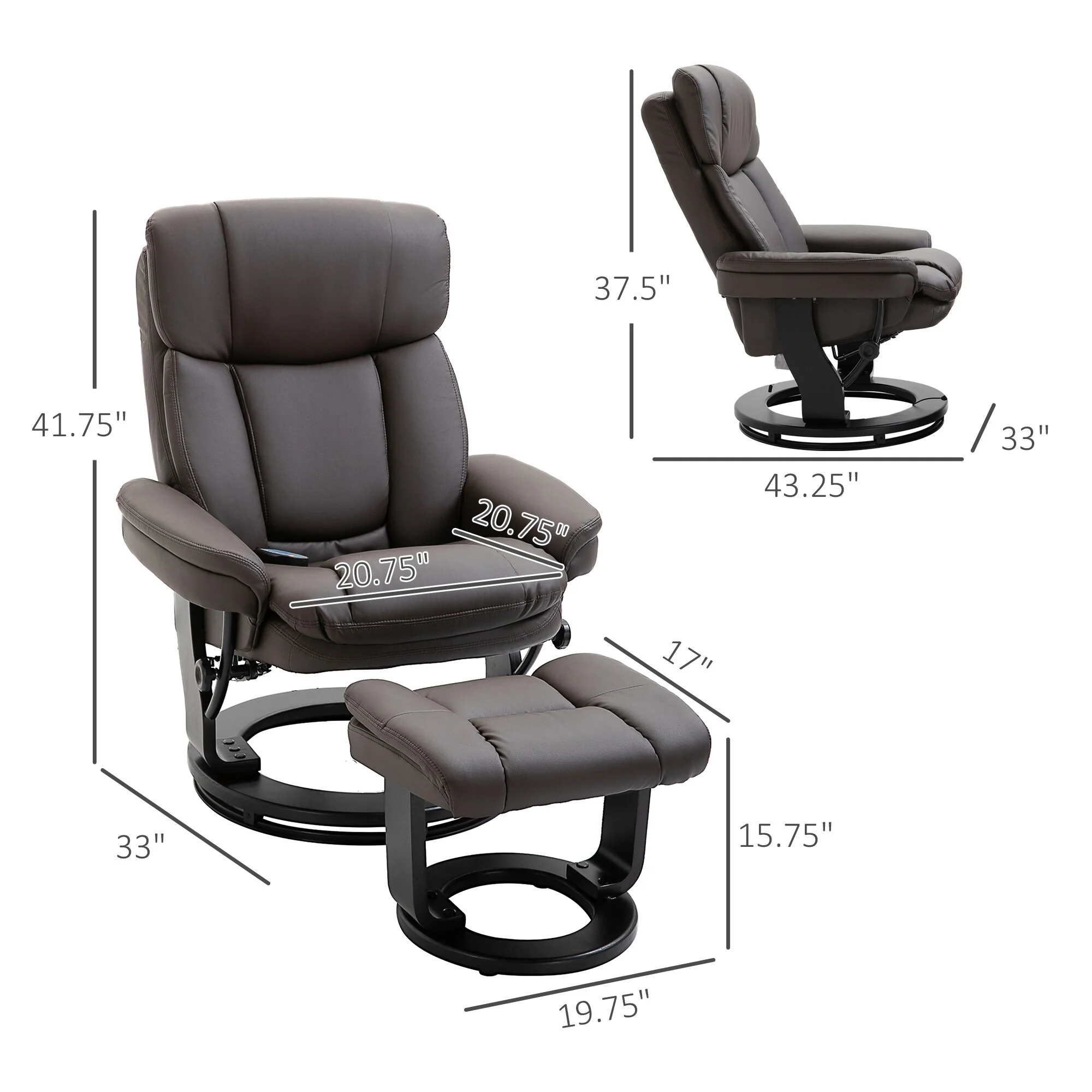 Massage Recliner Chair with Ottoman 10 Point Vibration
