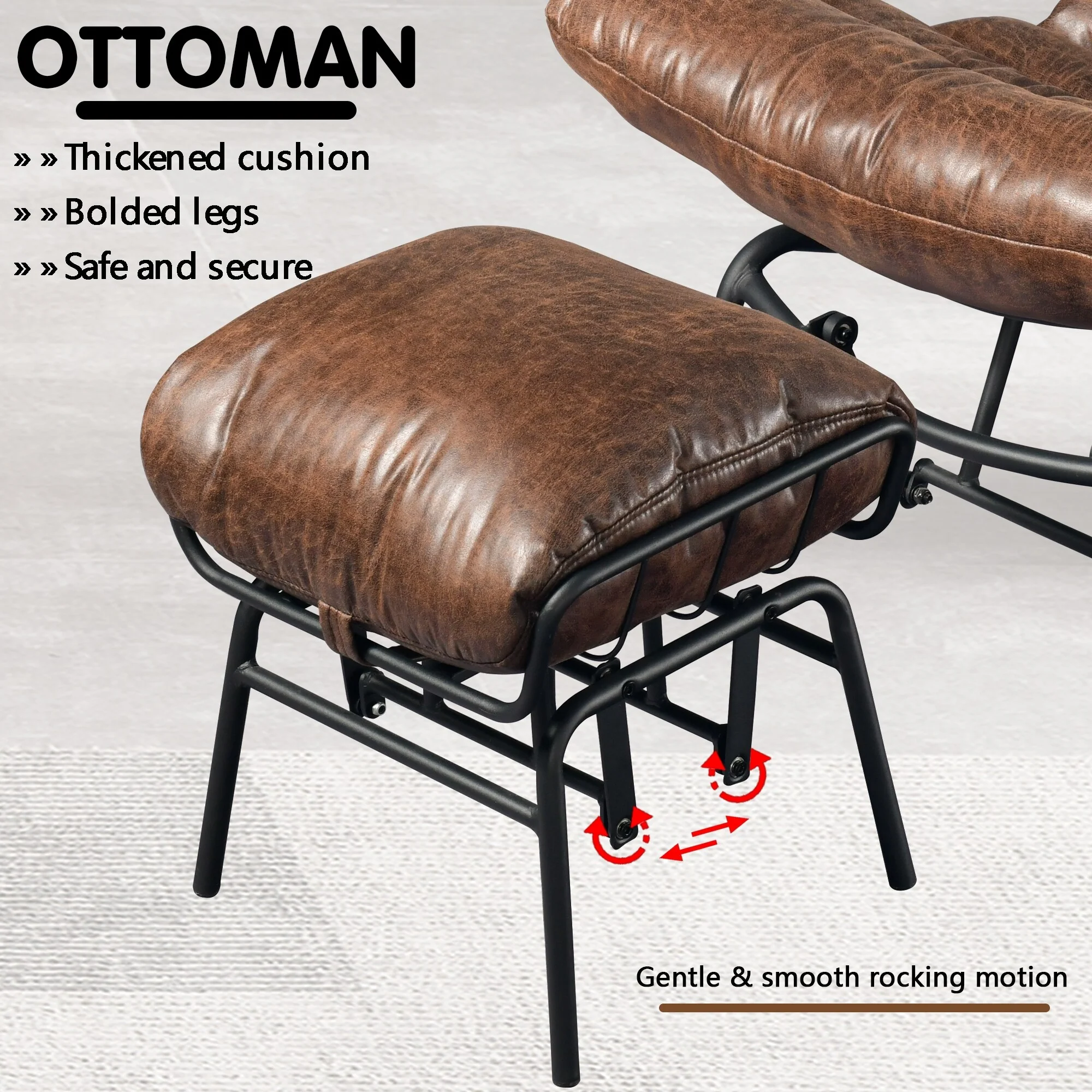 OVIOS Living Room Accent Chair Rocking Recliner Chair with Ottoman