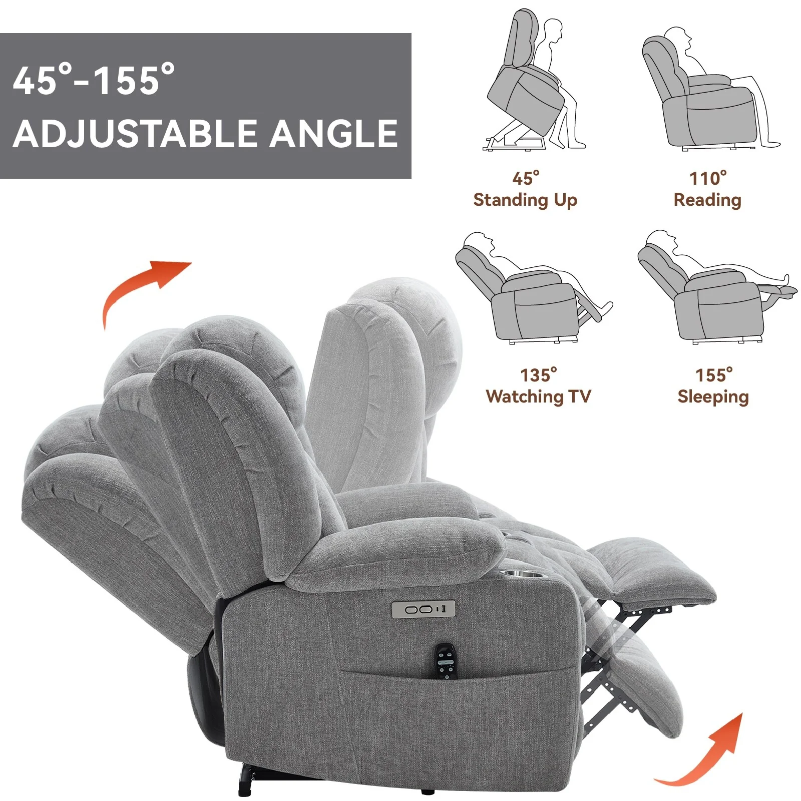 Chenille Power Lift Recliner Chair